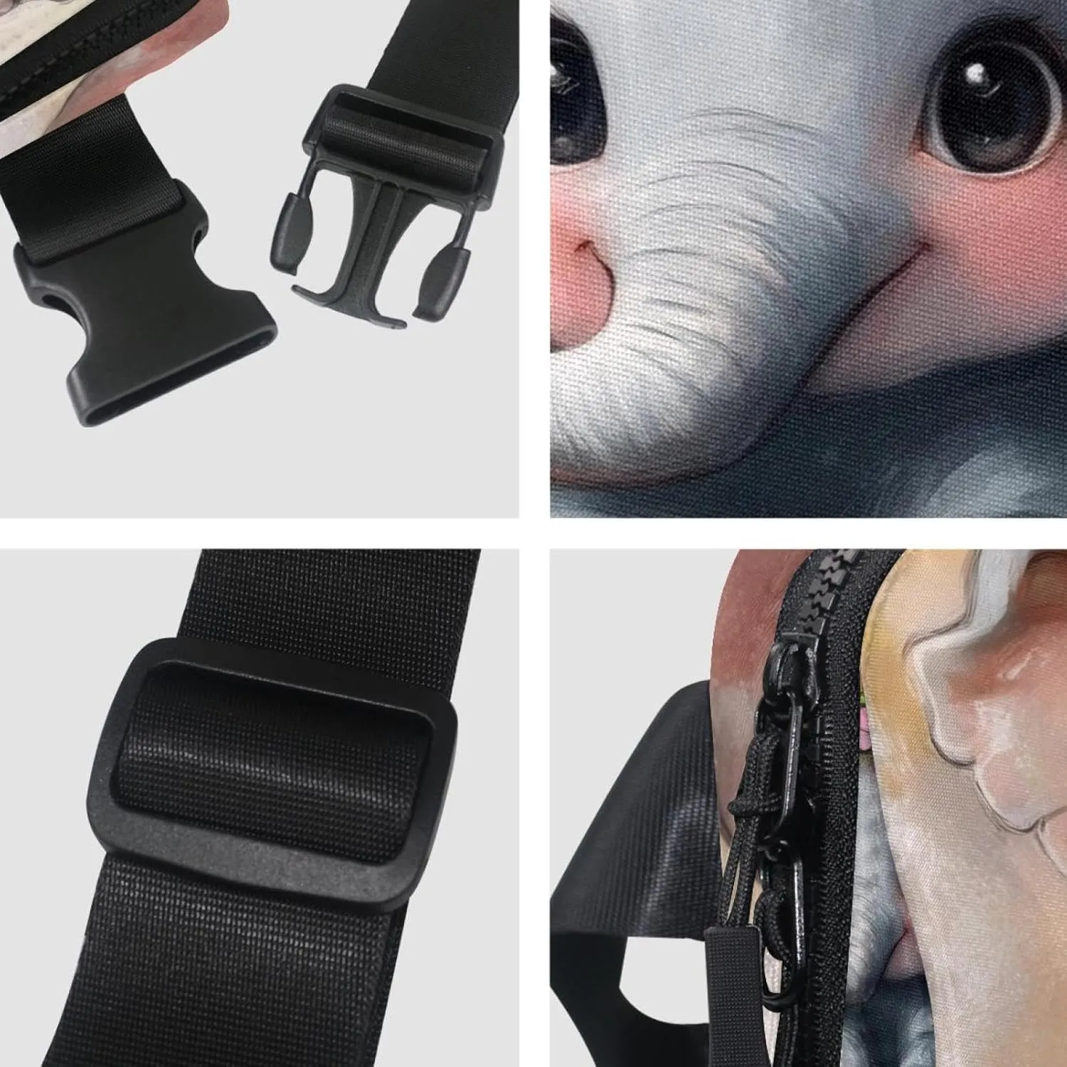 Crossbody Belt Bag for Women Men, Lovely Elephant Garland Print Fanny Packs with Zipper Pockets,Waterproof Waist Packs with Adjustable Strap for Workout Running Traveling Hiking