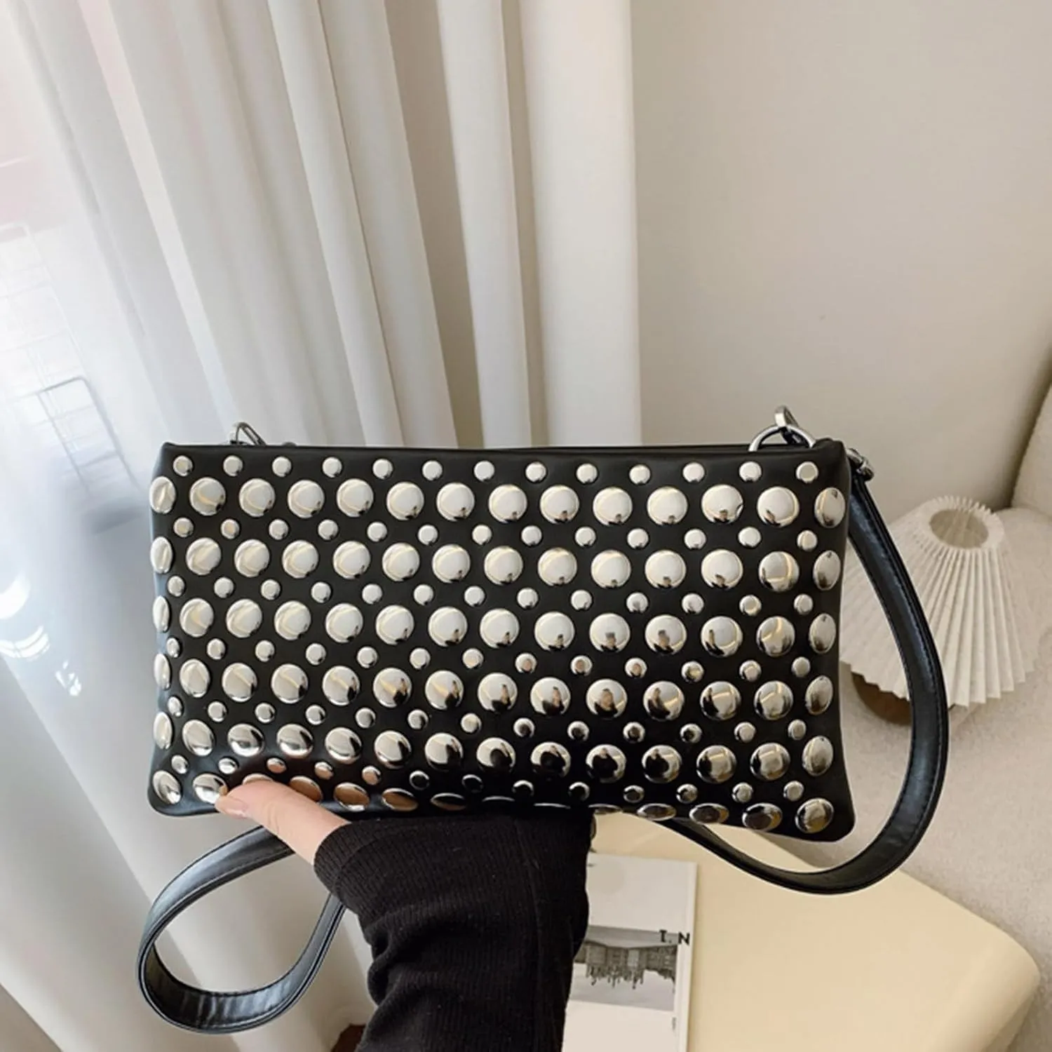Crossbody Purse for Women,Soft Pu Leather Crossbody Bag Women's Shoulder Handbags Clutches with Rivets Studded Designs