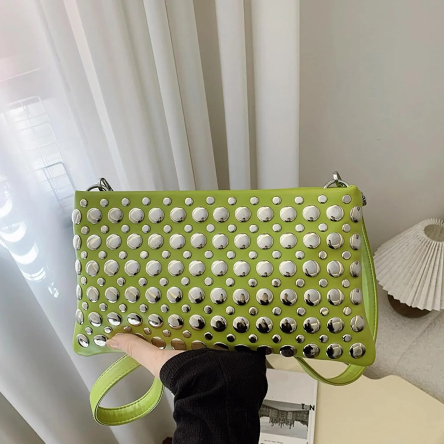 Crossbody Purse for Women,Soft Pu Leather Crossbody Bag Women's Shoulder Handbags Clutches with Rivets Studded Designs