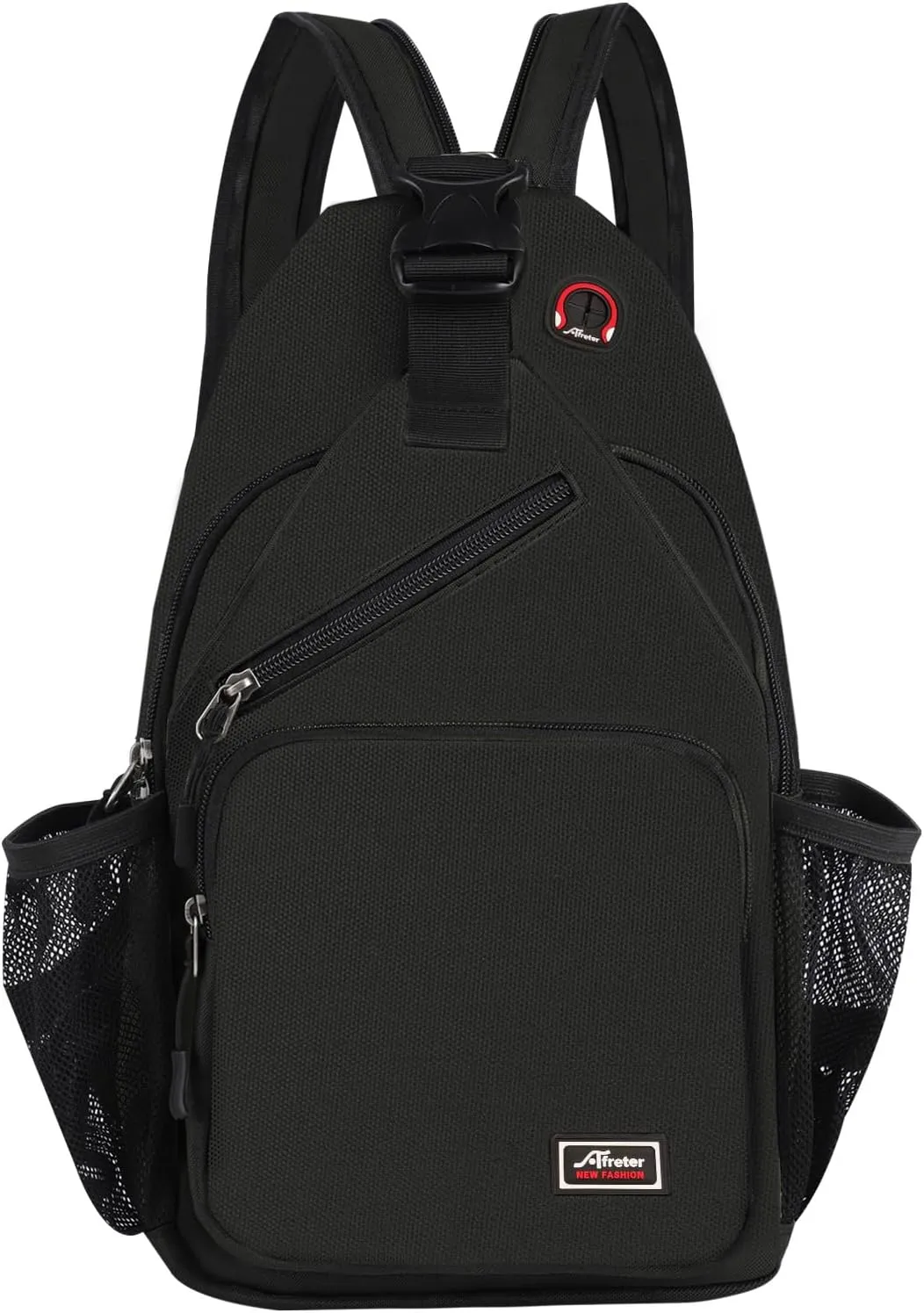 Crossbody Sling Backpack Men and Women Sling Bag Shoulder Backpack Travel Hiking Chest Bag Daypack (Black)