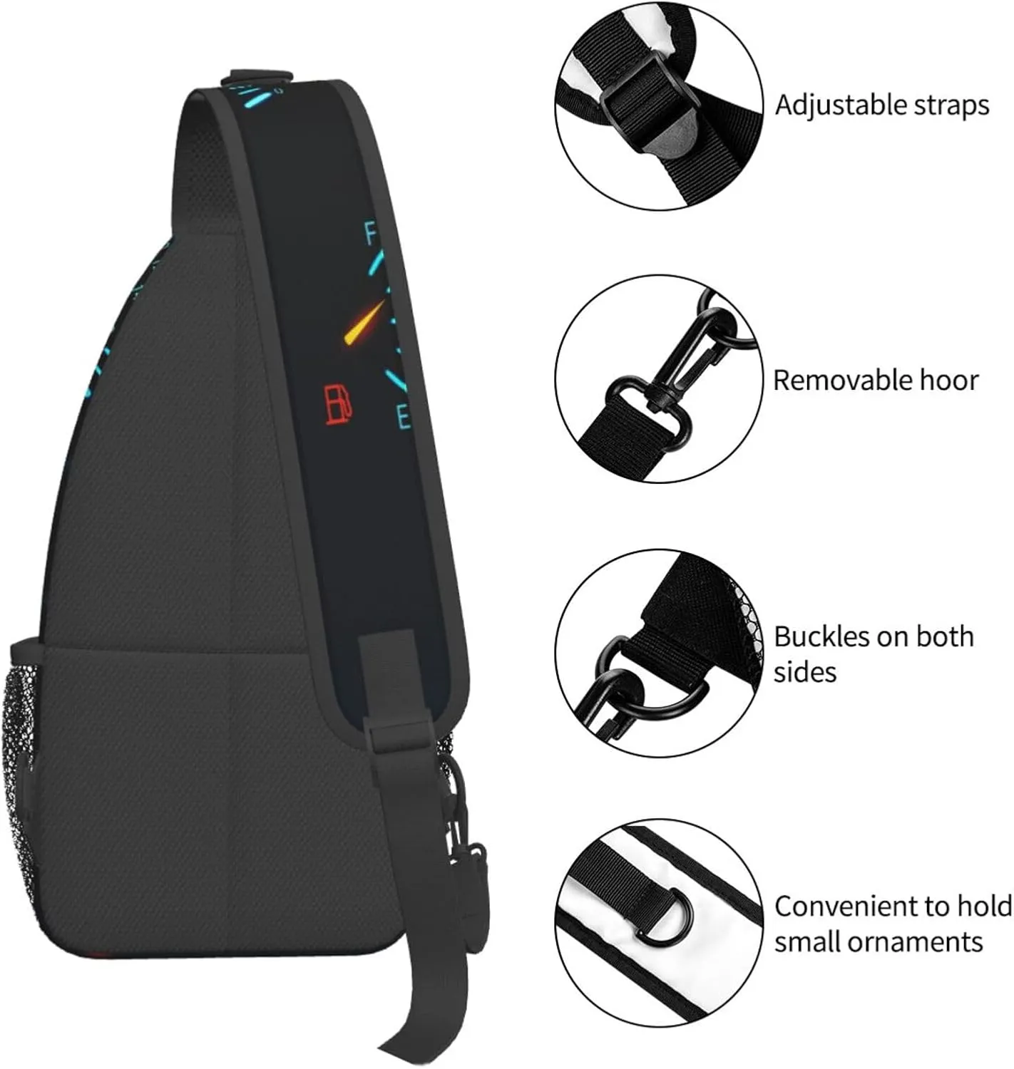 Crossbody Sling Bag for Men Women, Car Dashboard Indicators Scales Sling Backpack Shoulder Chest Bag, Anti Theft Travel Hiking Daypacks