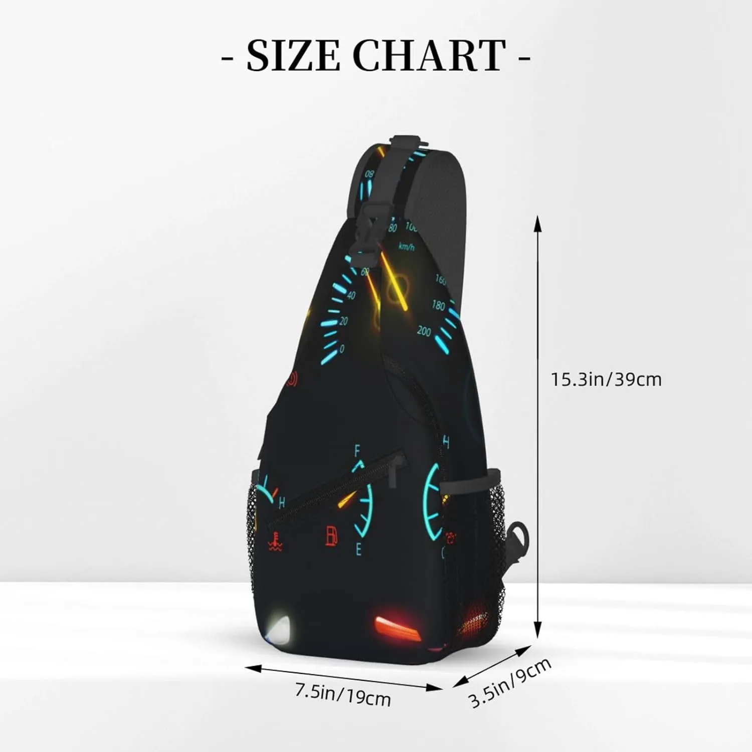 Crossbody Sling Bag for Men Women, Car Dashboard Indicators Scales Sling Backpack Shoulder Chest Bag, Anti Theft Travel Hiking Daypacks