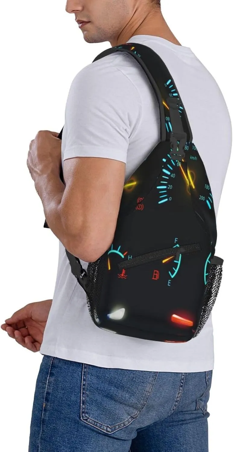 Crossbody Sling Bag for Men Women, Car Dashboard Indicators Scales Sling Backpack Shoulder Chest Bag, Anti Theft Travel Hiking Daypacks
