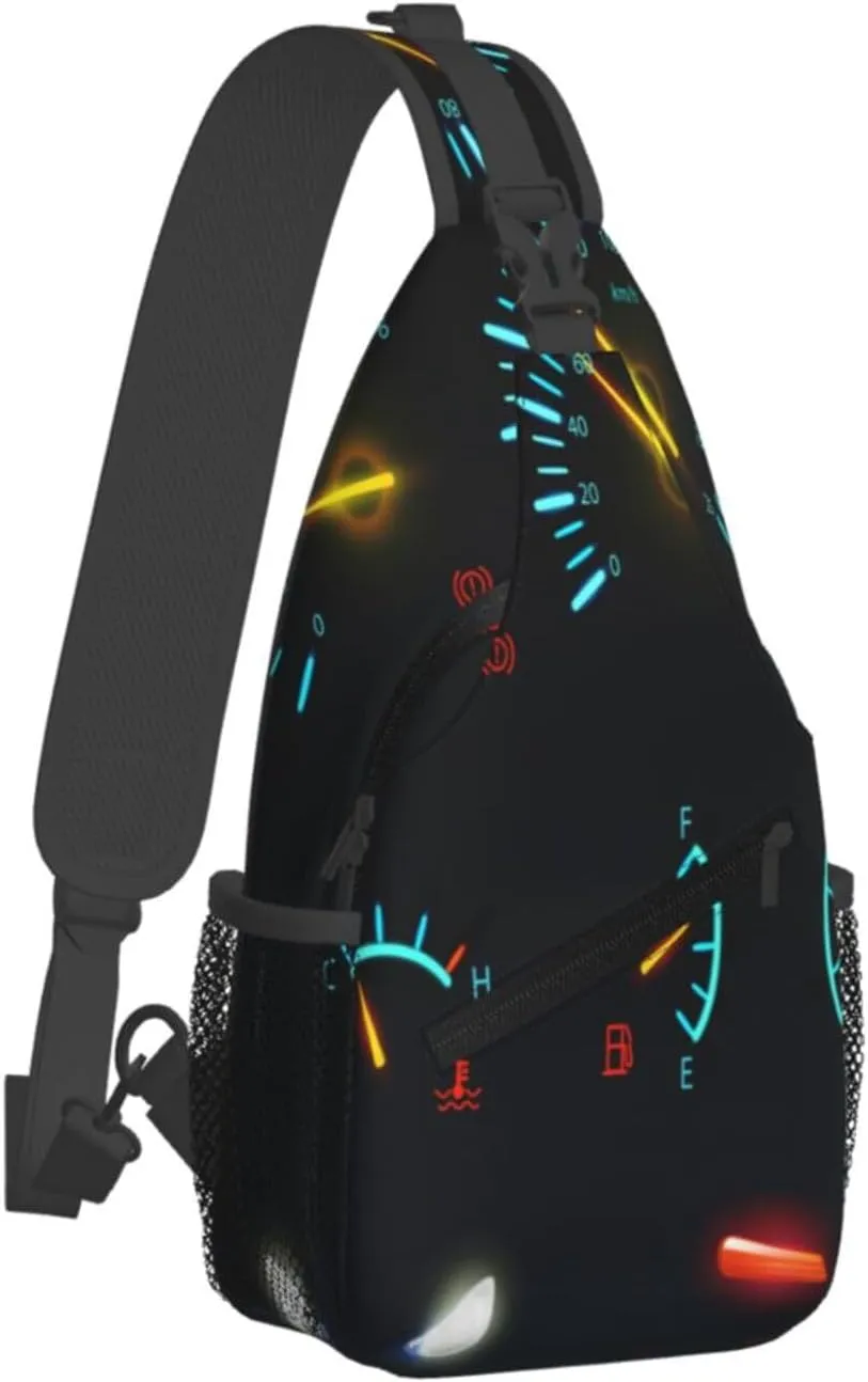 Crossbody Sling Bag for Men Women, Car Dashboard Indicators Scales Sling Backpack Shoulder Chest Bag, Anti Theft Travel Hiking Daypacks