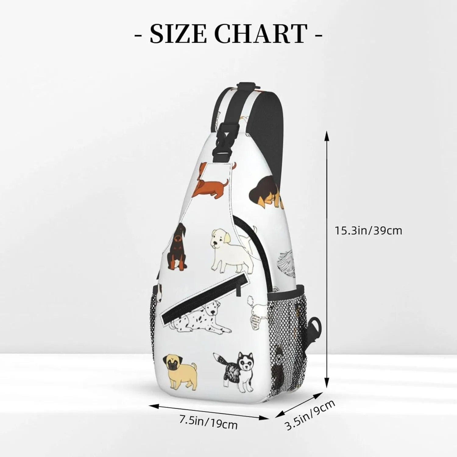 Crossbody Sling Bag for Men Women, Cartoon Doodle Puppy Dog Sling Backpack Shoulder Chest Bag, Anti Theft Travel Hiking Daypacks