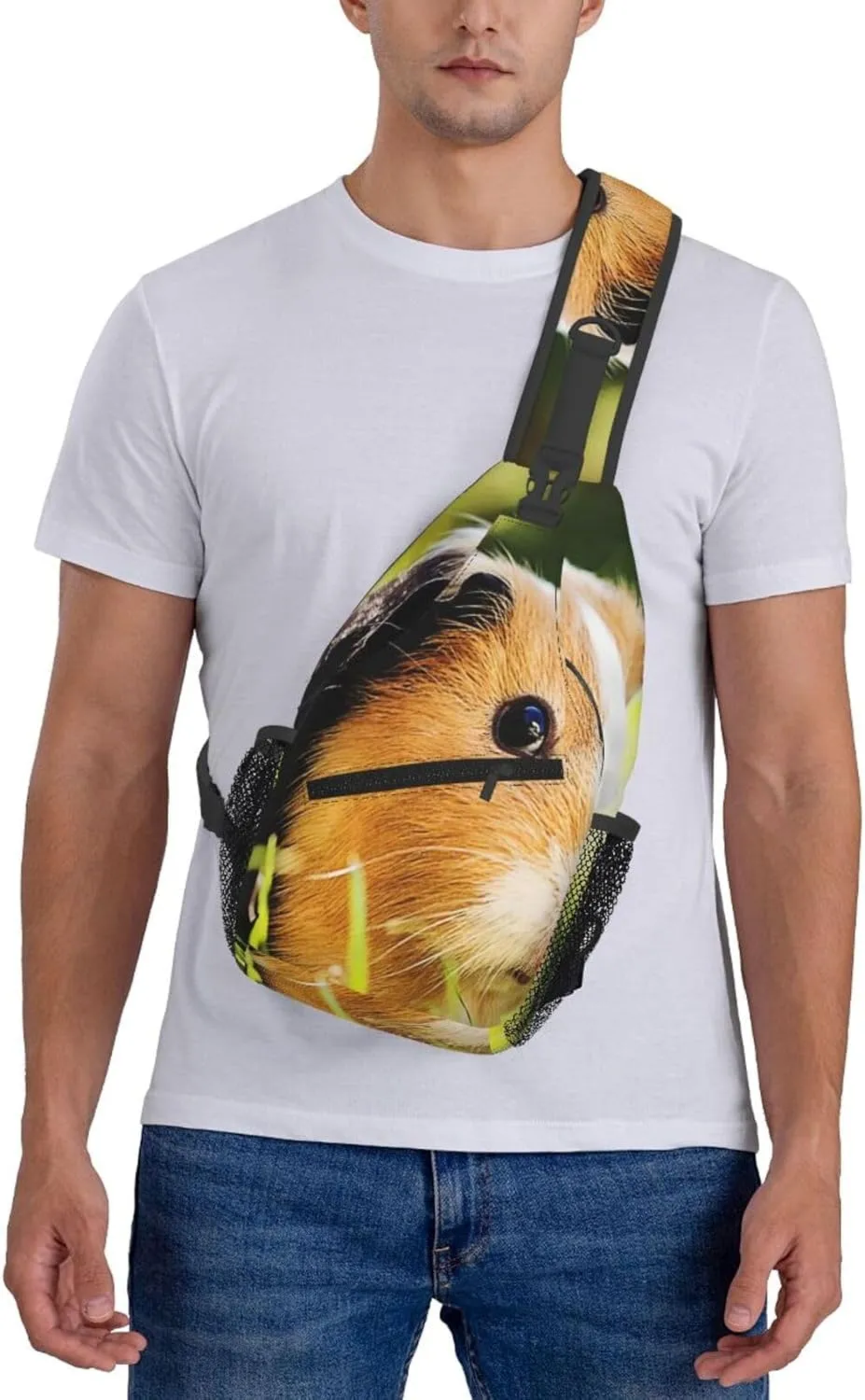 Crossbody Sling Bag for Men Women, Cute Guinea Pig Sling Backpack Shoulder Chest Bag, Anti Theft Travel Hiking Daypacks