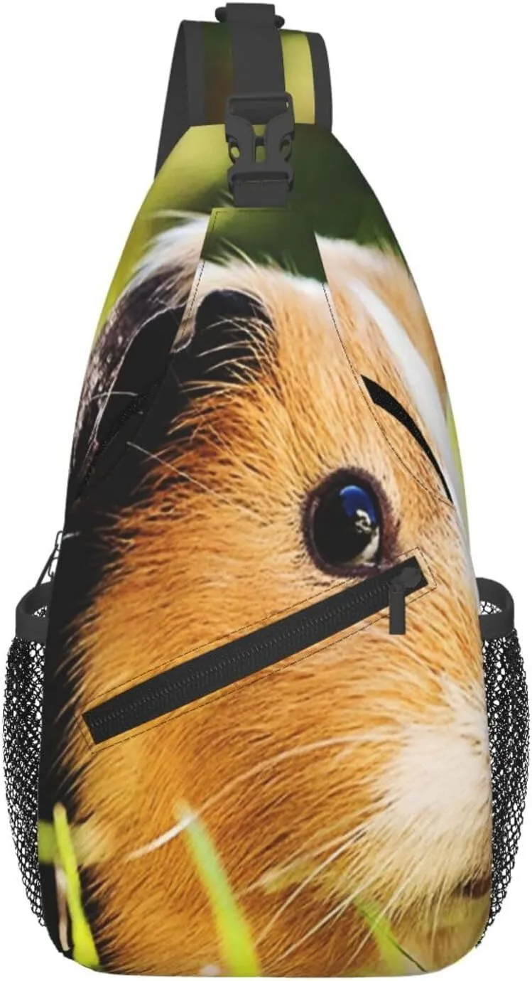 Crossbody Sling Bag for Men Women, Cute Guinea Pig Sling Backpack Shoulder Chest Bag, Anti Theft Travel Hiking Daypacks