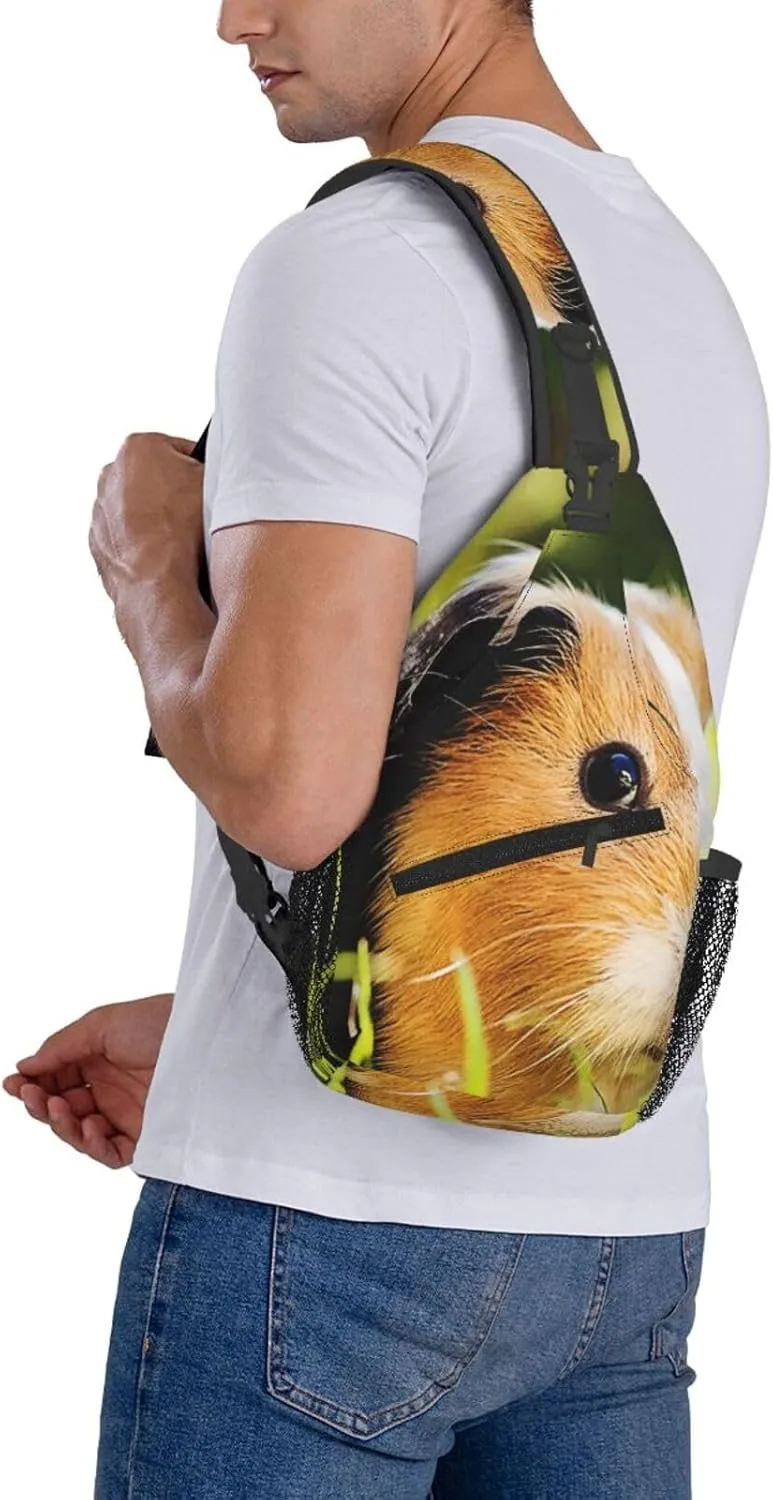Crossbody Sling Bag for Men Women, Cute Guinea Pig Sling Backpack Shoulder Chest Bag, Anti Theft Travel Hiking Daypacks