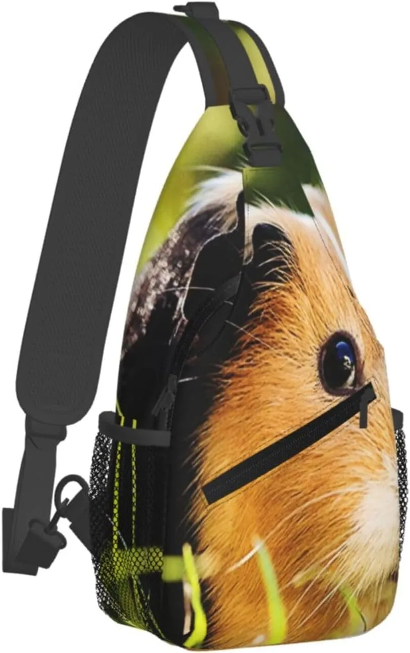 Crossbody Sling Bag for Men Women, Cute Guinea Pig Sling Backpack Shoulder Chest Bag, Anti Theft Travel Hiking Daypacks