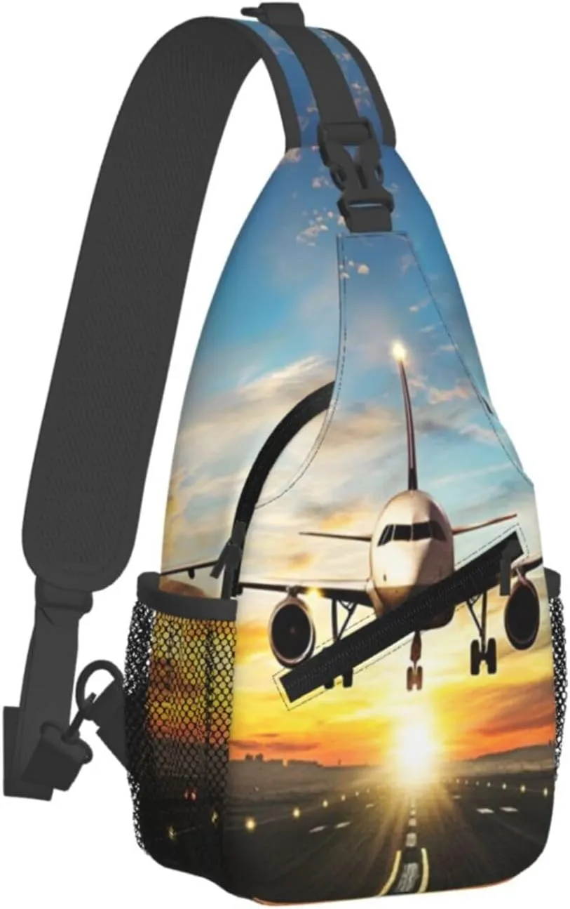 Crossbody Sling Bag for Men Women, Flying Plane Sling Backpack Shoulder Chest Bag, Anti Theft Travel Hiking Daypacks