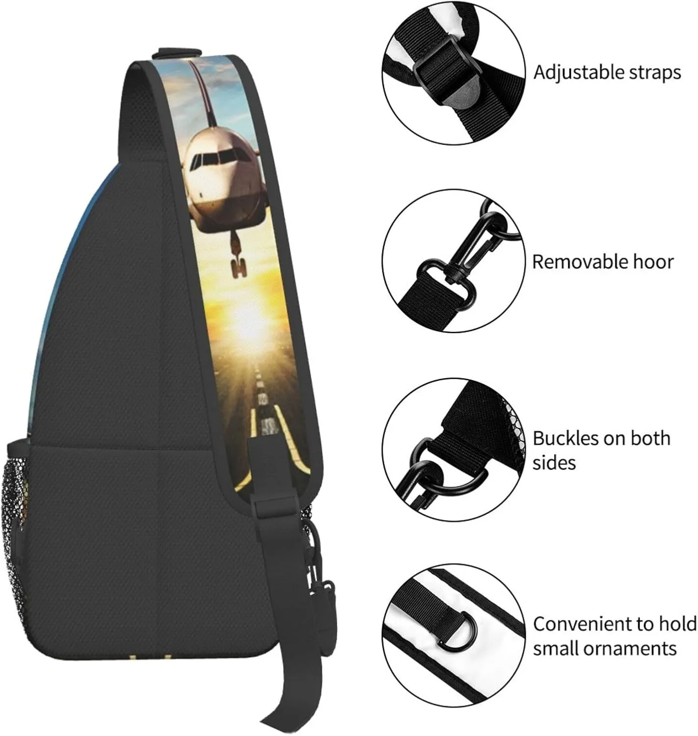 Crossbody Sling Bag for Men Women, Flying Plane Sling Backpack Shoulder Chest Bag, Anti Theft Travel Hiking Daypacks