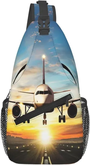 Crossbody Sling Bag for Men Women, Flying Plane Sling Backpack Shoulder Chest Bag, Anti Theft Travel Hiking Daypacks