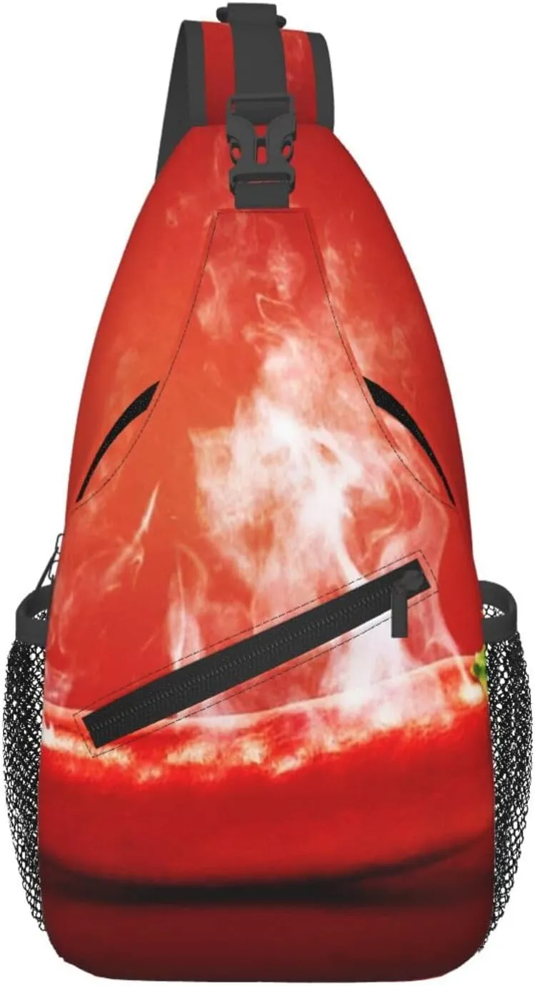 Crossbody Sling Bag for Men Women, Food Hot Chili Pepper Sling Backpack Shoulder Chest Bag, Anti Theft Travel Hiking Daypacks