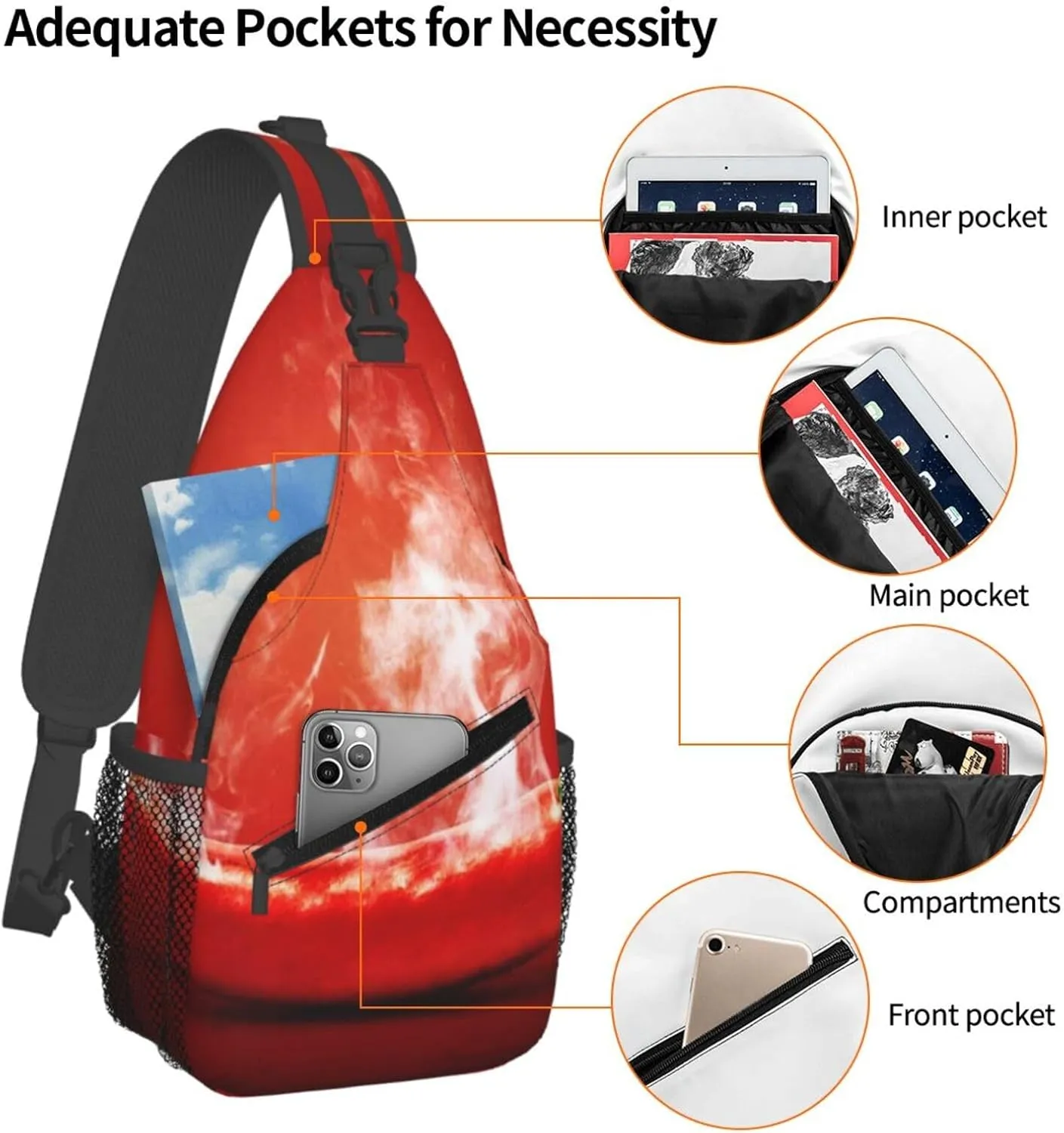 Crossbody Sling Bag for Men Women, Food Hot Chili Pepper Sling Backpack Shoulder Chest Bag, Anti Theft Travel Hiking Daypacks