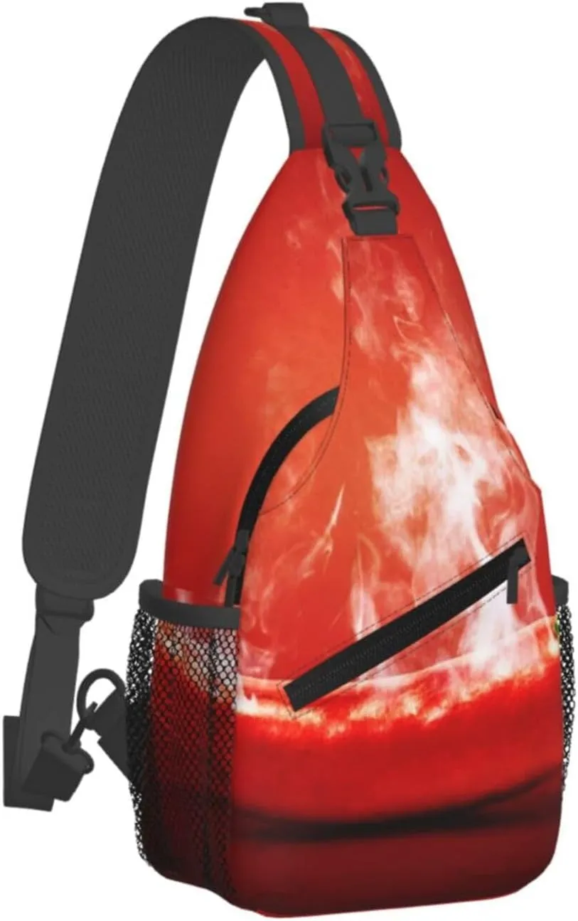 Crossbody Sling Bag for Men Women, Food Hot Chili Pepper Sling Backpack Shoulder Chest Bag, Anti Theft Travel Hiking Daypacks