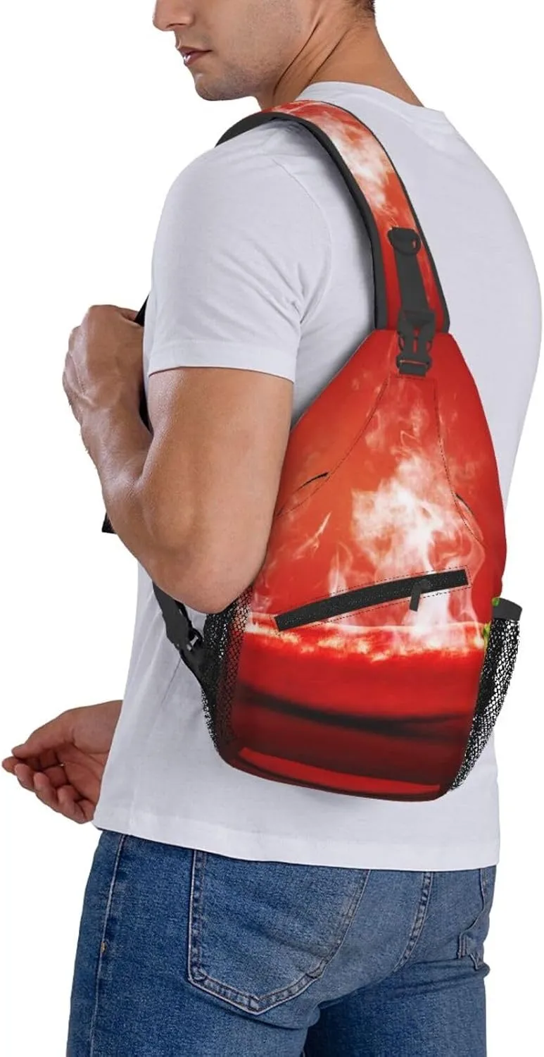 Crossbody Sling Bag for Men Women, Food Hot Chili Pepper Sling Backpack Shoulder Chest Bag, Anti Theft Travel Hiking Daypacks