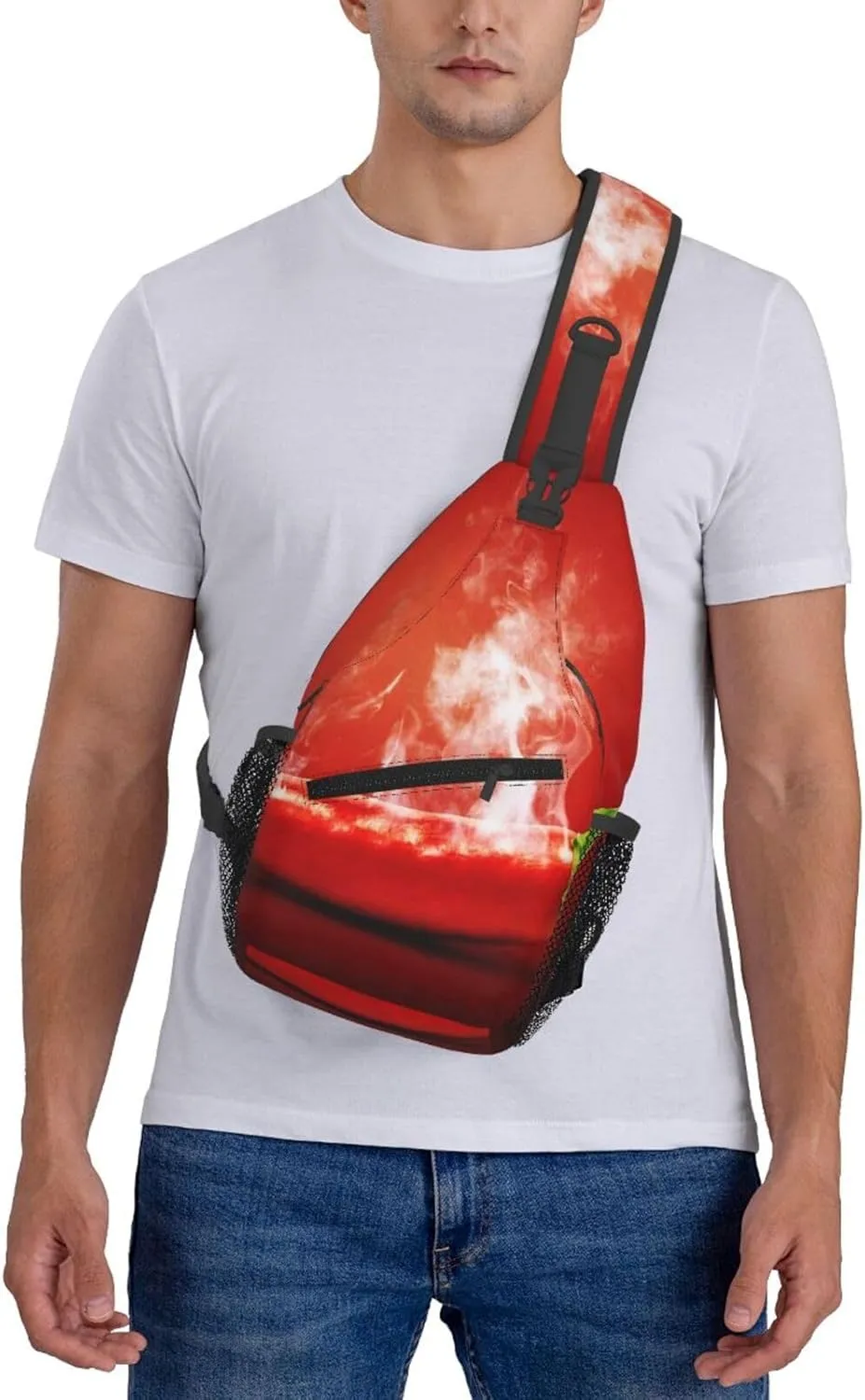 Crossbody Sling Bag for Men Women, Food Hot Chili Pepper Sling Backpack Shoulder Chest Bag, Anti Theft Travel Hiking Daypacks