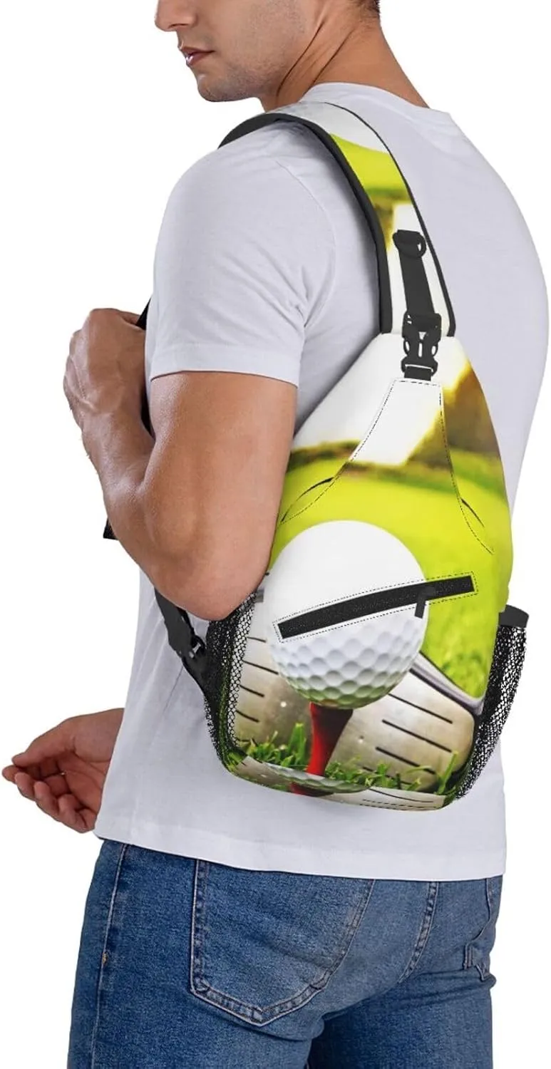 Crossbody Sling Bag for Men Women, Golf Club Ball Sling Backpack Shoulder Chest Bag, Anti Theft Travel Hiking Daypacks