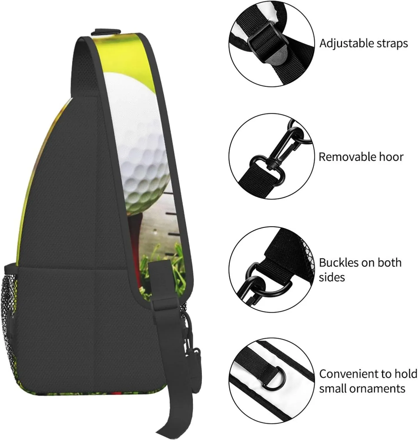 Crossbody Sling Bag for Men Women, Golf Club Ball Sling Backpack Shoulder Chest Bag, Anti Theft Travel Hiking Daypacks
