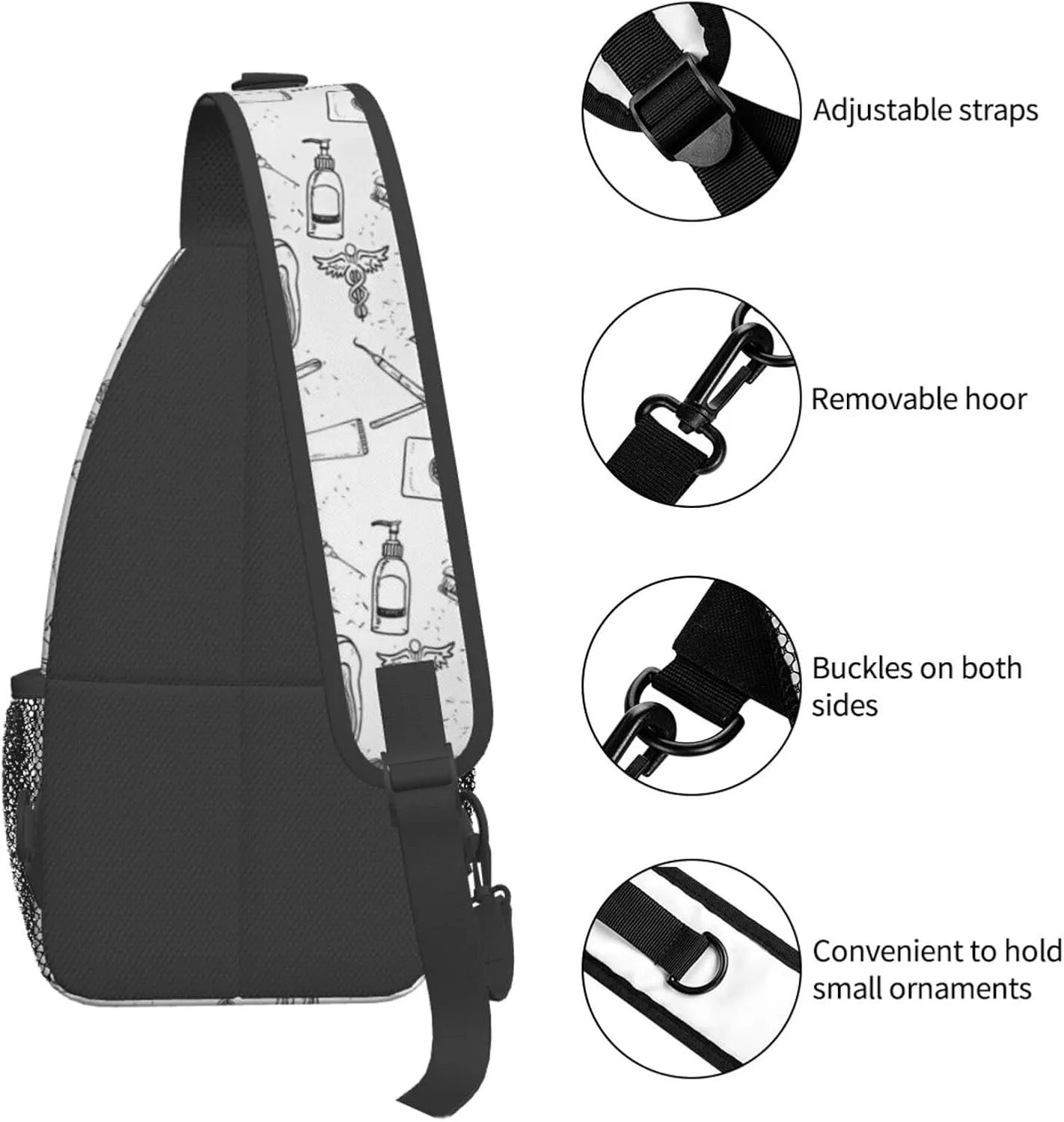 Crossbody Sling Bag for Men Women, Medical Dental Hygiene Teeth Care Sling Backpack Shoulder Chest Bag, Anti Theft Travel Hiking Daypacks