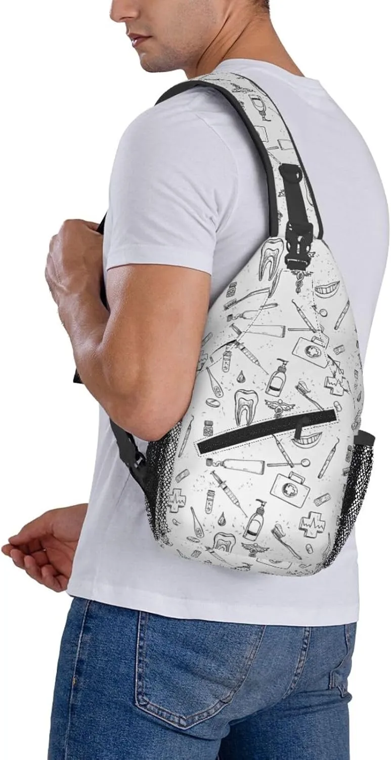 Crossbody Sling Bag for Men Women, Medical Dental Hygiene Teeth Care Sling Backpack Shoulder Chest Bag, Anti Theft Travel Hiking Daypacks