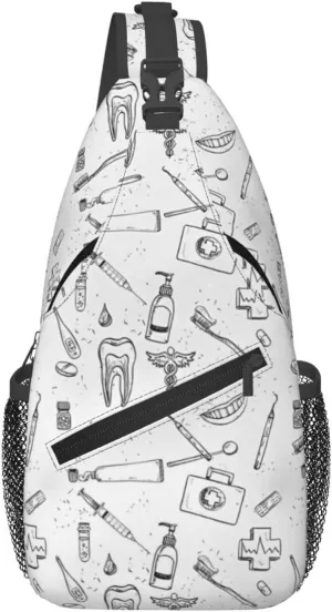 Crossbody Sling Bag for Men Women, Medical Dental Hygiene Teeth Care Sling Backpack Shoulder Chest Bag, Anti Theft Travel Hiking Daypacks