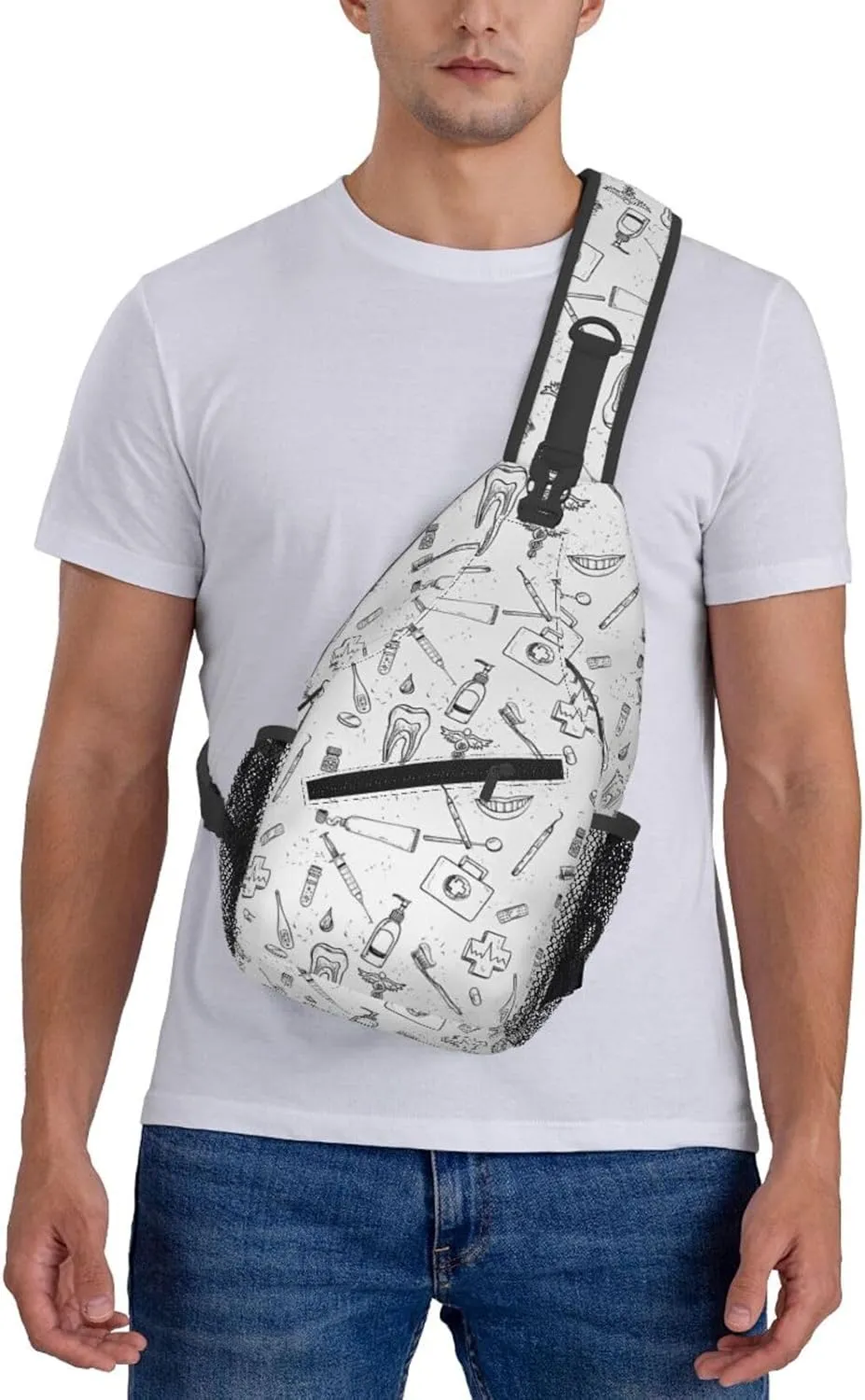 Crossbody Sling Bag for Men Women, Medical Dental Hygiene Teeth Care Sling Backpack Shoulder Chest Bag, Anti Theft Travel Hiking Daypacks