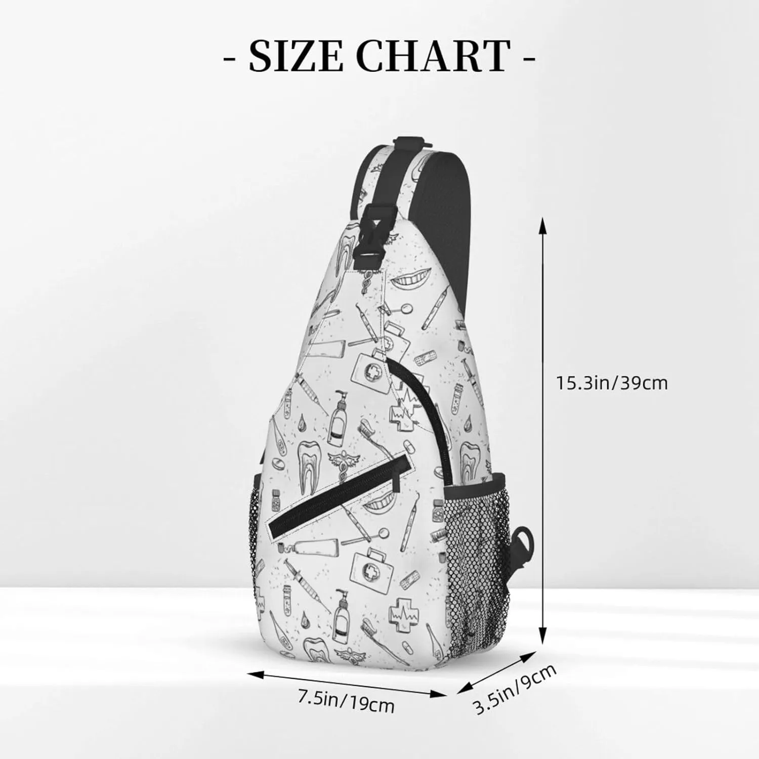 Crossbody Sling Bag for Men Women, Medical Dental Hygiene Teeth Care Sling Backpack Shoulder Chest Bag, Anti Theft Travel Hiking Daypacks