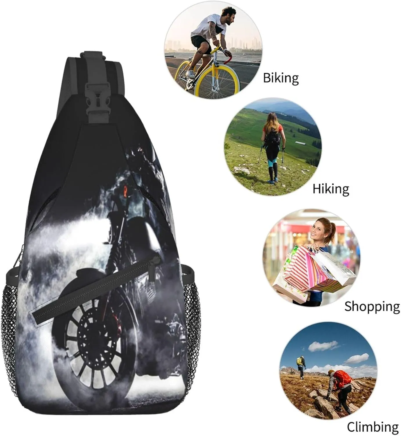 Crossbody Sling Bag for Men Women, Motorbike High Power Motorcycle Sling Backpack Shoulder Chest Bag, Anti Theft Travel Hiking Daypacks