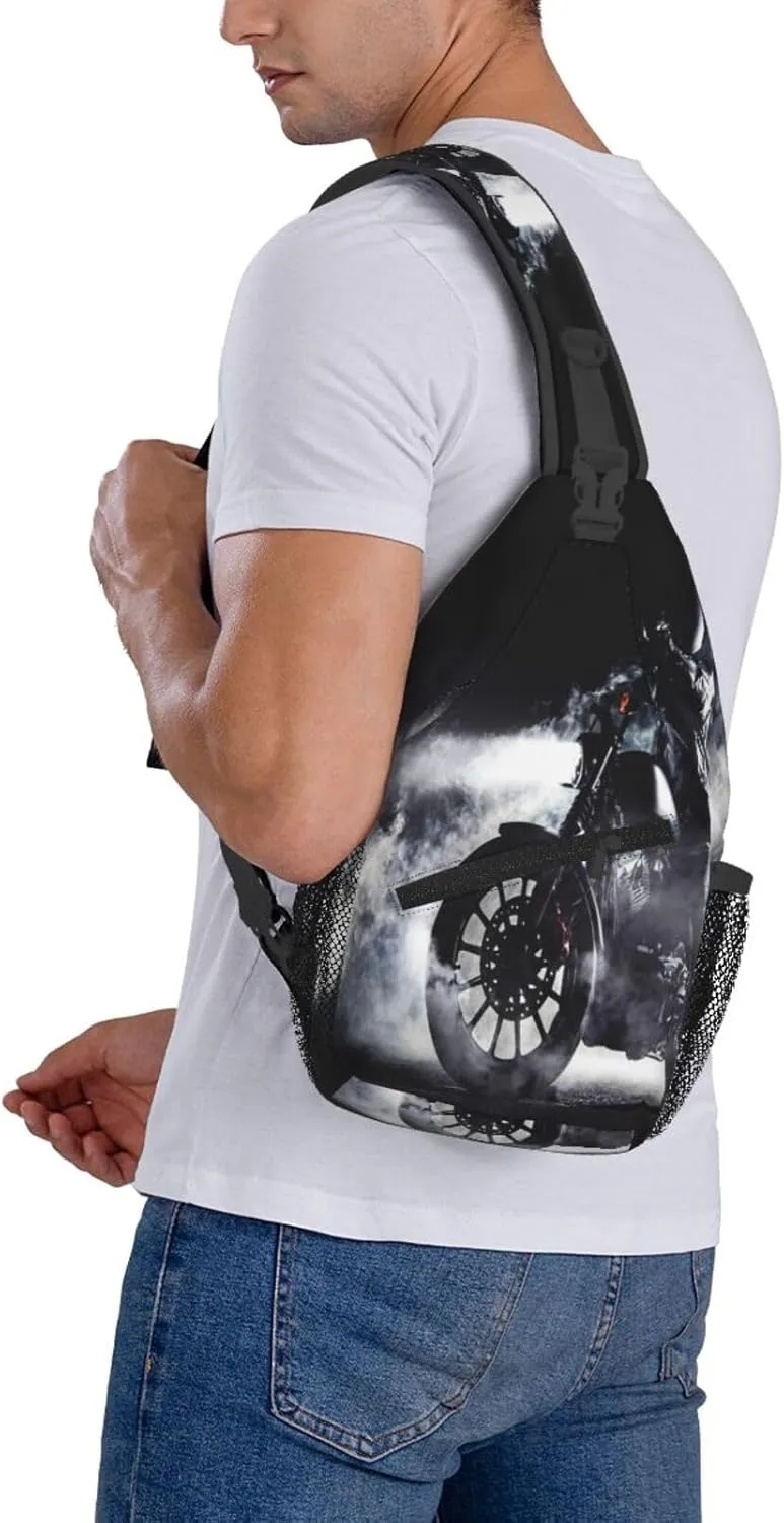 Crossbody Sling Bag for Men Women, Motorbike High Power Motorcycle Sling Backpack Shoulder Chest Bag, Anti Theft Travel Hiking Daypacks