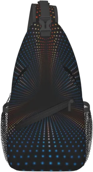 Crossbody Sling Bag for Men Women, Triangular Polka Dots Tunnel Sling Backpack Shoulder Chest Bag, Anti Theft Travel Hiking Daypacks
