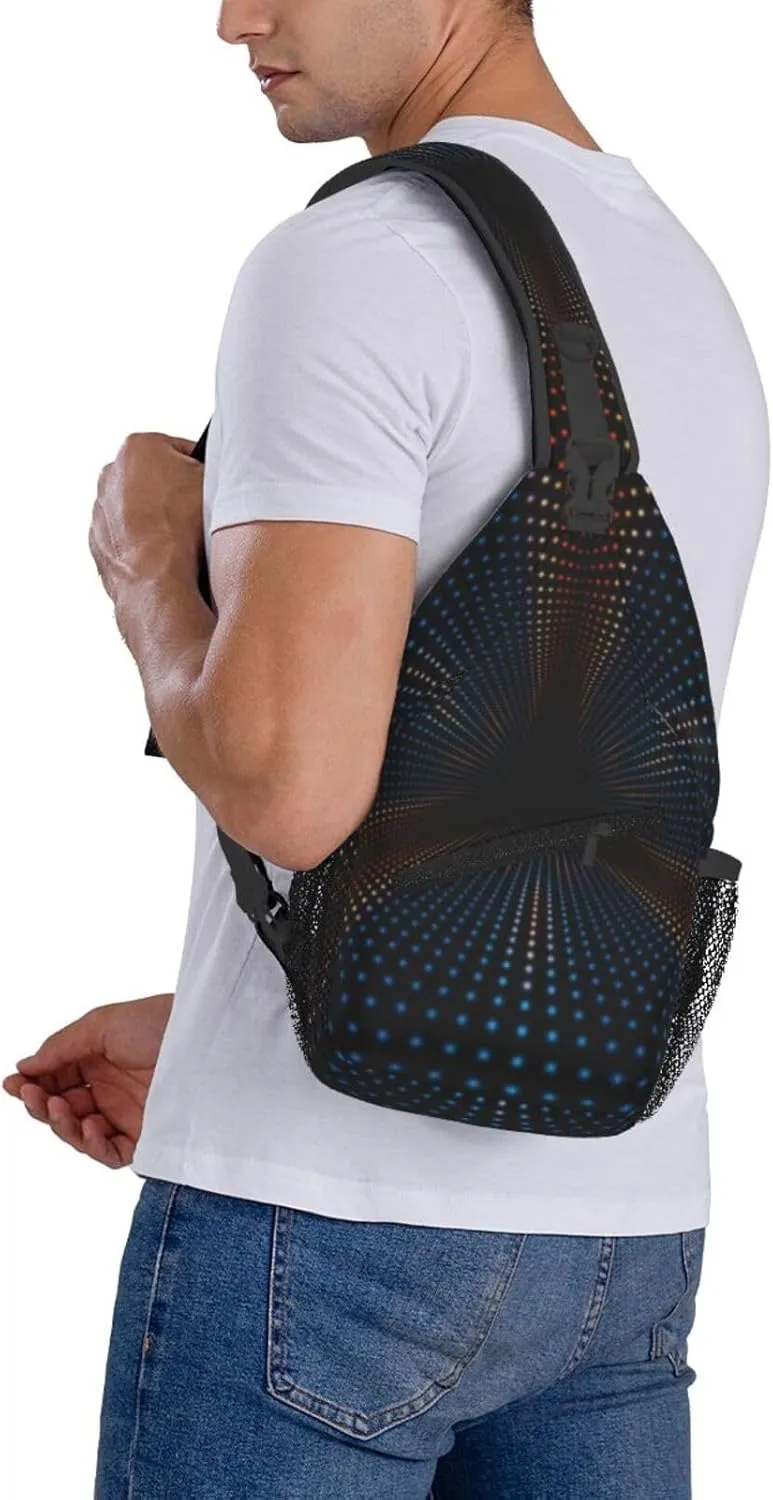 Crossbody Sling Bag for Men Women, Triangular Polka Dots Tunnel Sling Backpack Shoulder Chest Bag, Anti Theft Travel Hiking Daypacks