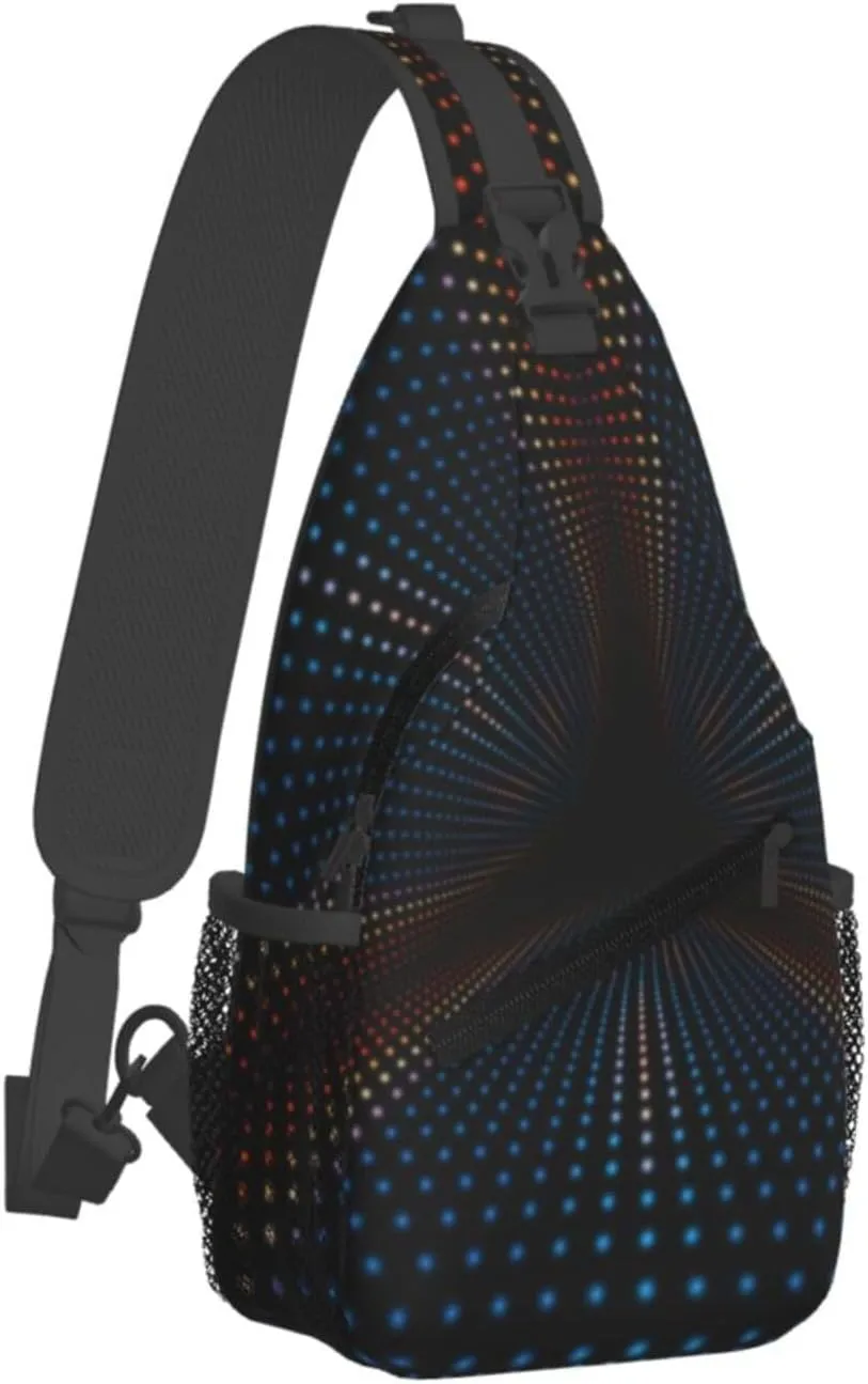 Crossbody Sling Bag for Men Women, Triangular Polka Dots Tunnel Sling Backpack Shoulder Chest Bag, Anti Theft Travel Hiking Daypacks