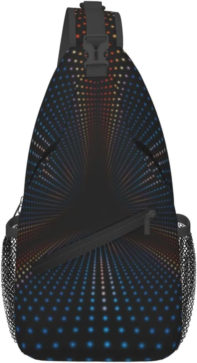 Crossbody Sling Bag for Men Women, Triangular Polka Dots Tunnel Sling Backpack Shoulder Chest Bag, Anti Theft Travel Hiking Daypacks