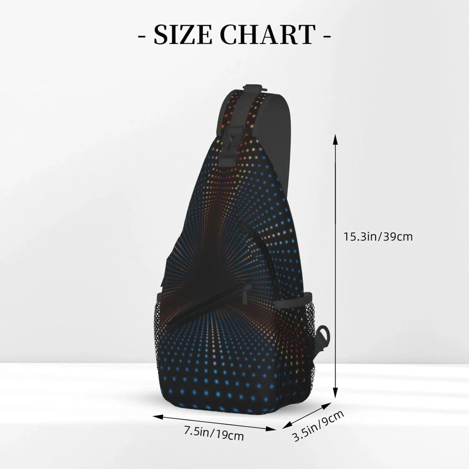 Crossbody Sling Bag for Men Women, Triangular Polka Dots Tunnel Sling Backpack Shoulder Chest Bag, Anti Theft Travel Hiking Daypacks