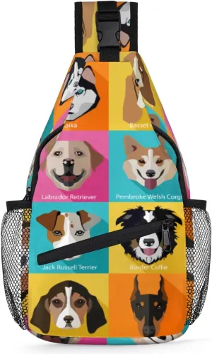 Crossbody Sling Bag for Women & Men, Cute Animal Dogs Cross Body Bag,Fanny Pack Crossbody Small Sling Bag Shoulder Casual Daypack Backpacks for Traveling Hiking()