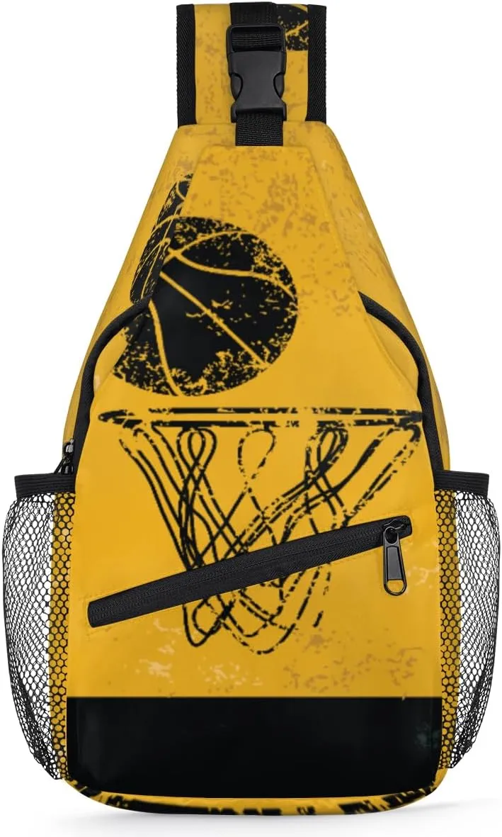 Crossbody Sling Bag for Women & Men, Retro Shooting Basketball Cross Body Bag,Fanny Pack Crossbody Small Sling Bag Shoulder Casual Daypack Backpacks for Traveling Hiking()
