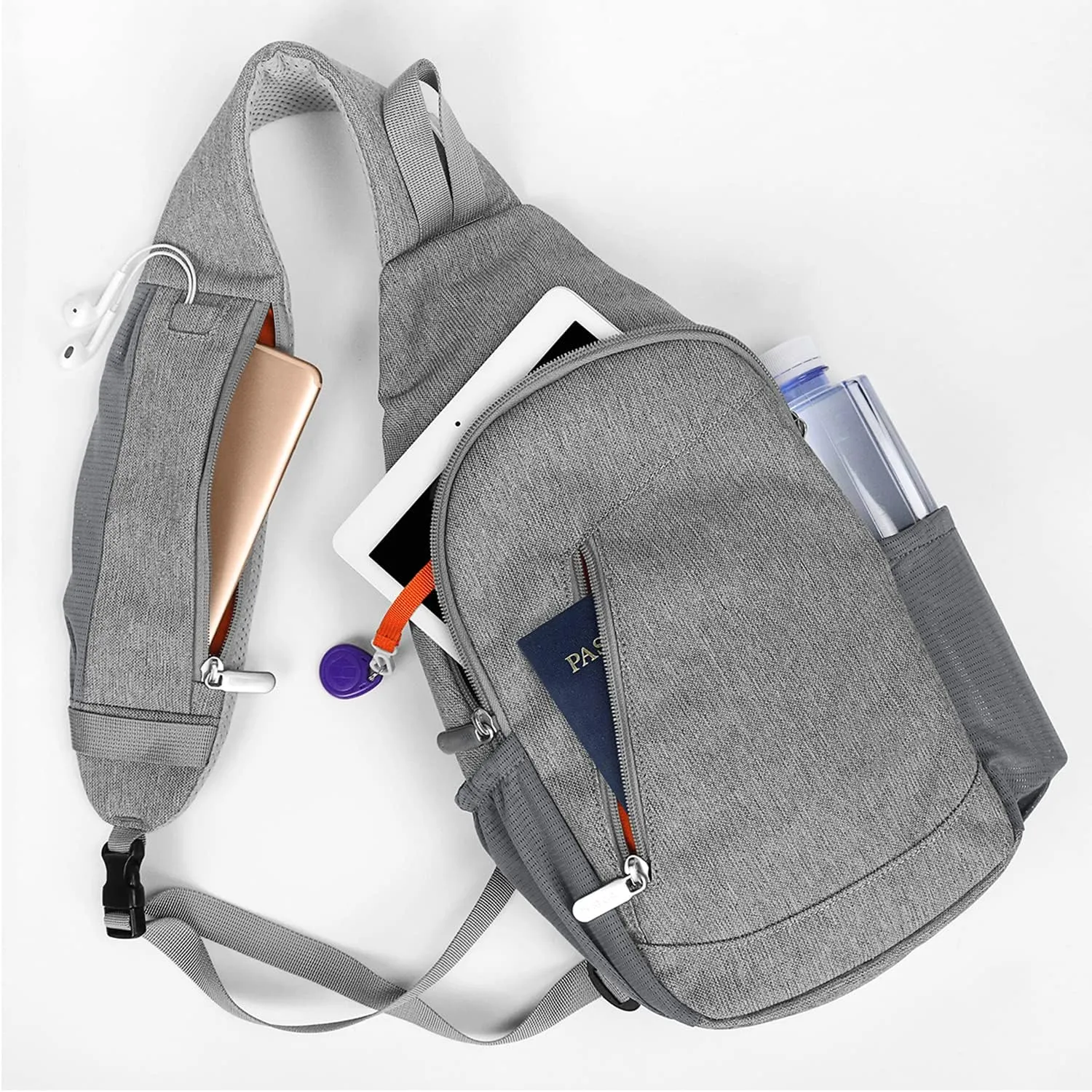 Crossbody Sling Bag,Chest Shoulder Travel Hiking Backpack,Casual Daypack(Grey)