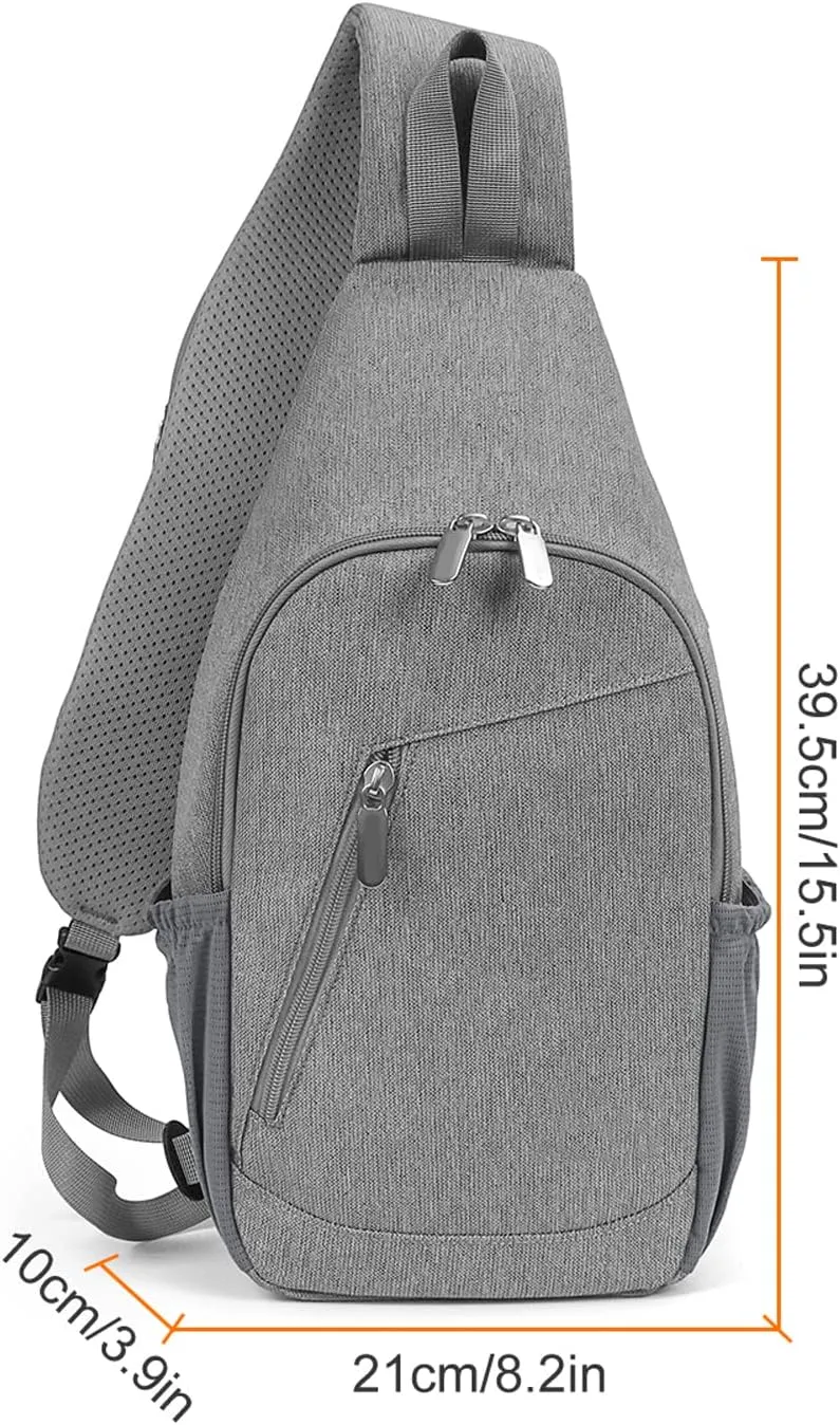 Crossbody Sling Bag,Chest Shoulder Travel Hiking Backpack,Casual Daypack(Grey)
