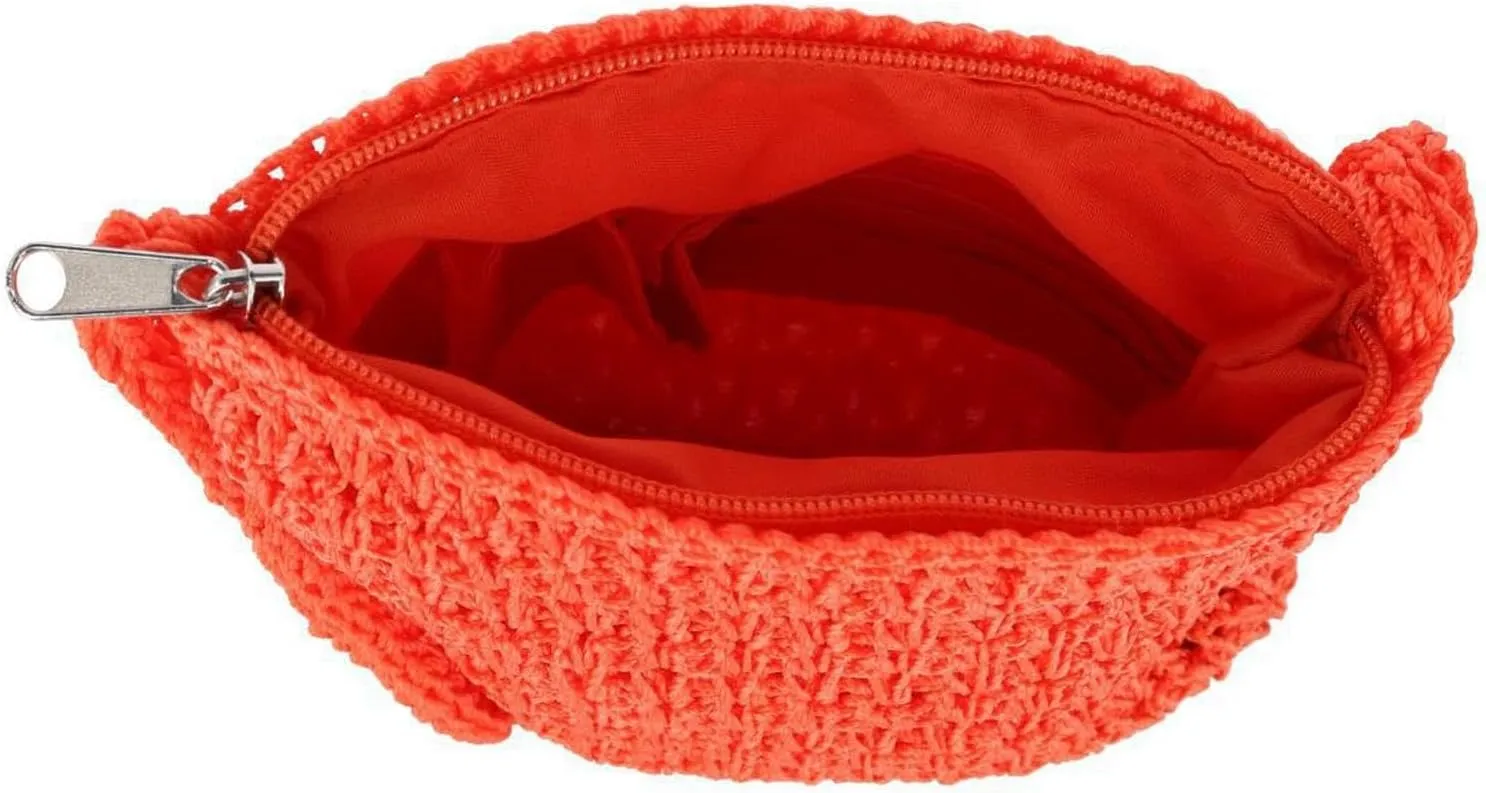 CTM® Women's Crochet Crossbody Handbag, Coral