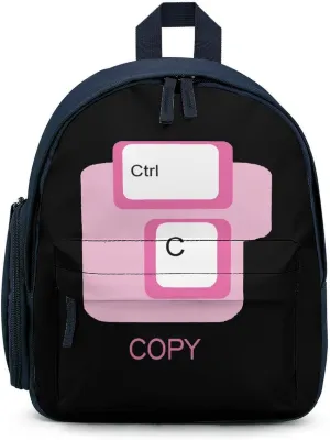 Ctrl C Copy Keyboard Simple Backpack Lightweight Cute Printing Shoulder Bag Family Travel Blue-style