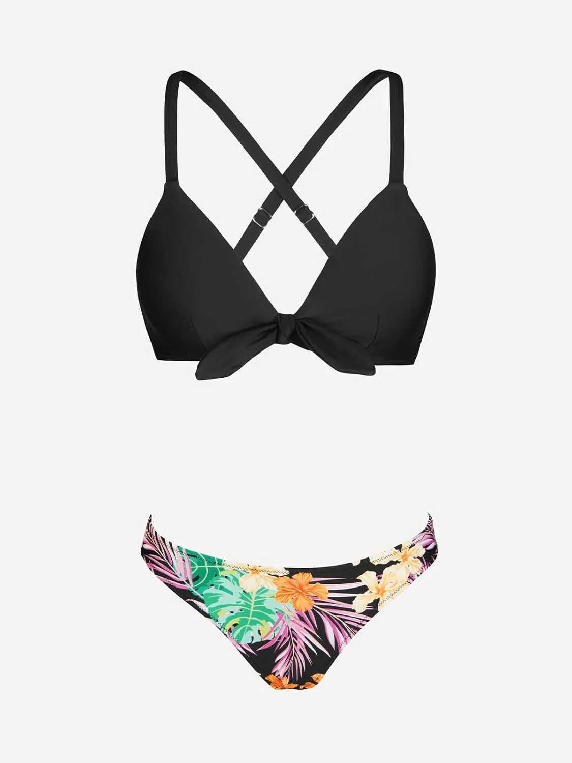 CUPSHE Women's Two Piece Bikini Set Floral Print Knot Bunny Tie