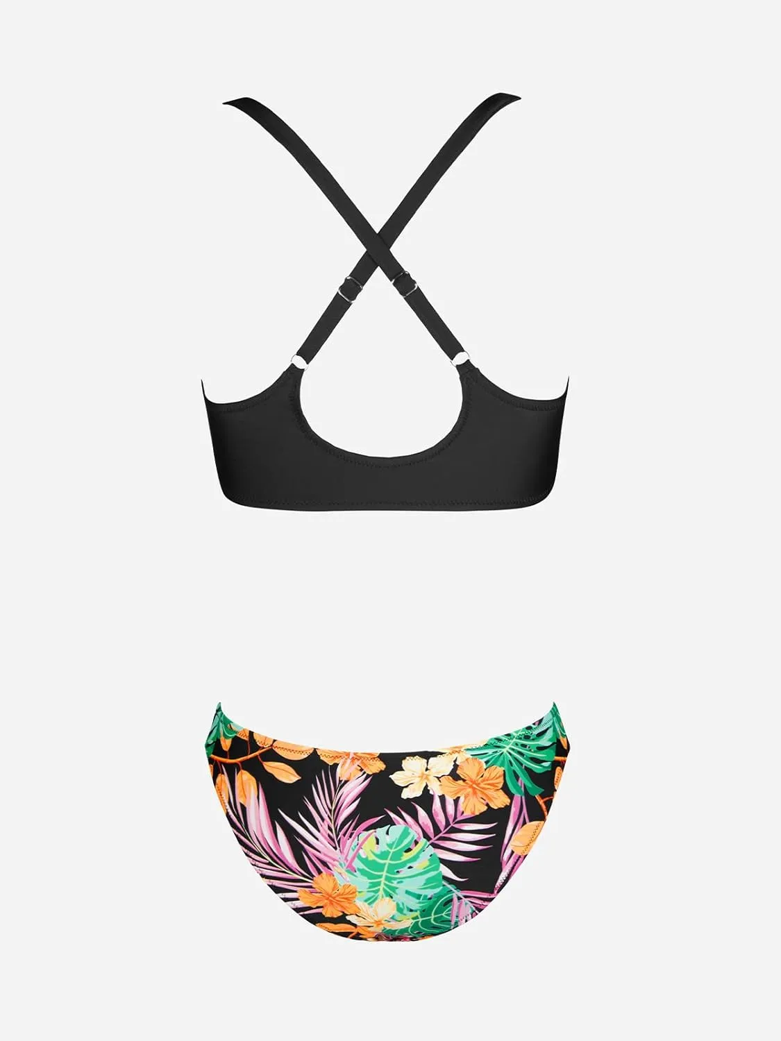 CUPSHE Women's Two Piece Bikini Set Floral Print Knot Bunny Tie