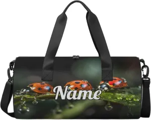 Custom Dance Duffel Bag Sport Backpacks Gyms and Weekend Overnight Travel Duffle Bag Birthday Christmas Halloween Waterproof, Ladybugs