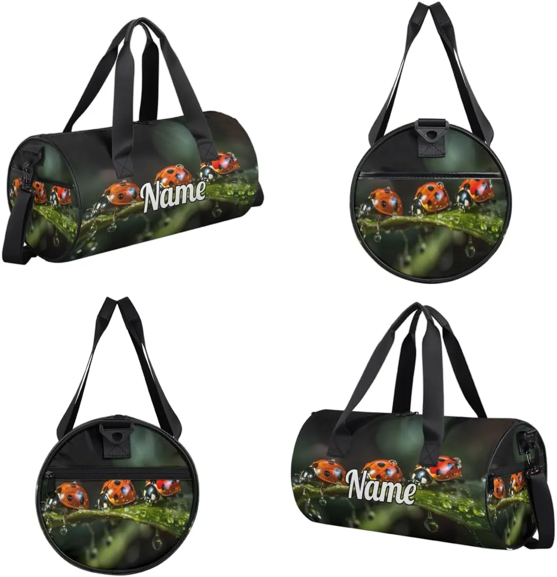 Custom Dance Duffel Bag Sport Backpacks Gyms and Weekend Overnight Travel Duffle Bag Birthday Christmas Halloween Waterproof, Ladybugs