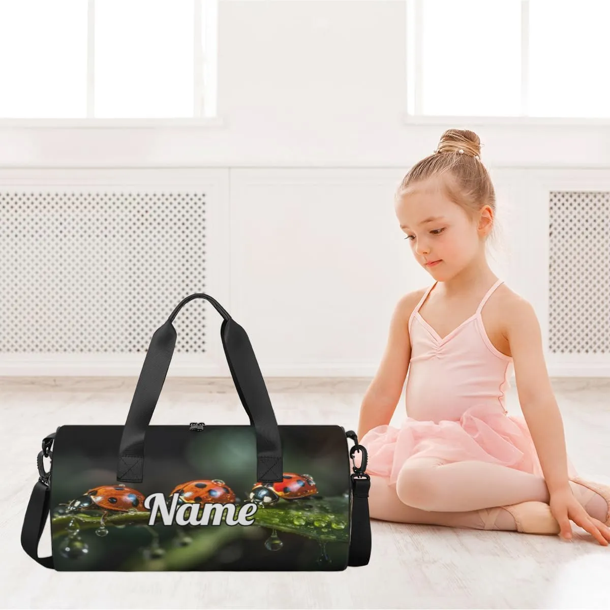 Custom Dance Duffel Bag Sport Backpacks Gyms and Weekend Overnight Travel Duffle Bag Birthday Christmas Halloween Waterproof, Ladybugs