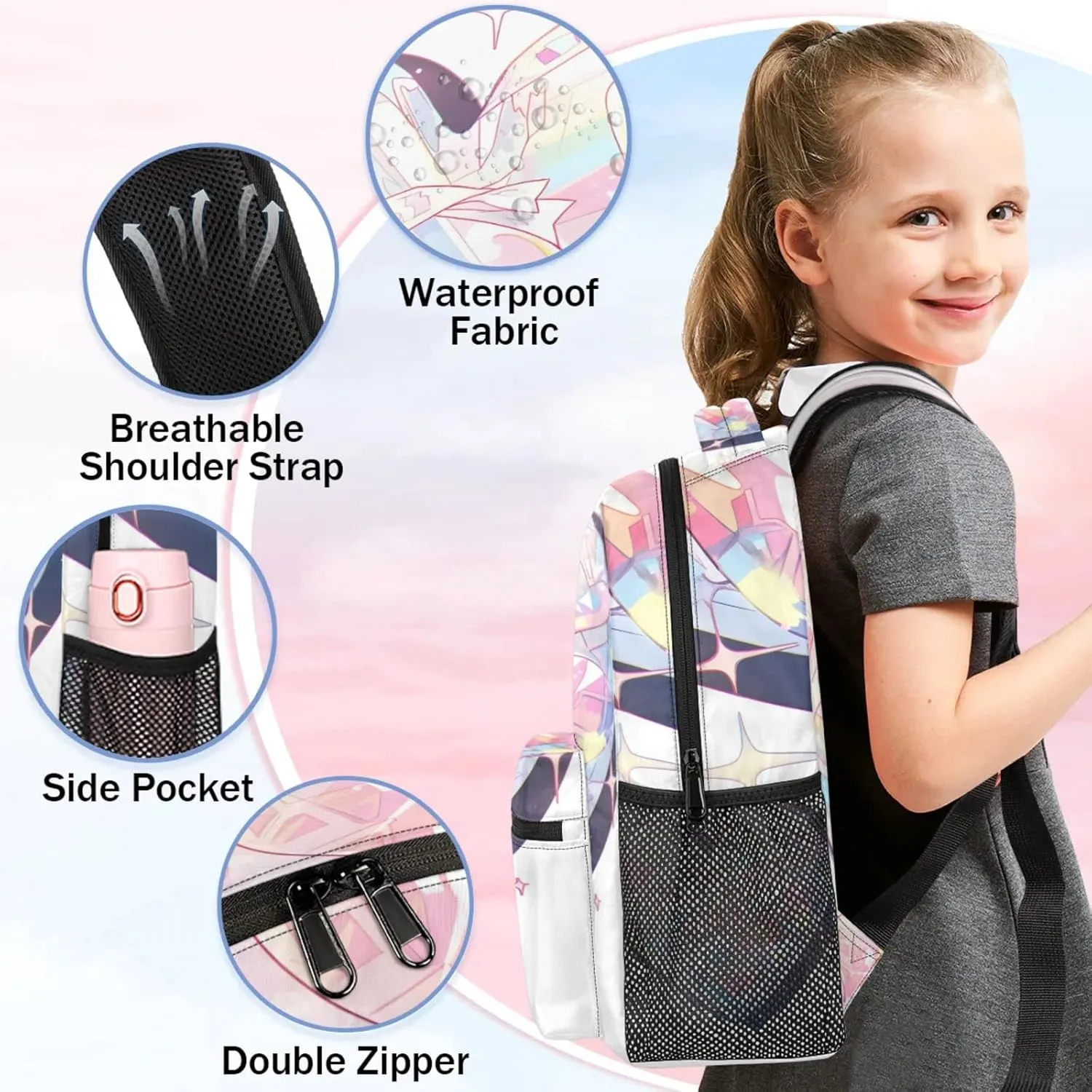 Custom Heart Cute Backpack with Name Personalized Waterproof Casual Daypack Fashion Rhinestone Customize Laptop Backpacks for Women Men