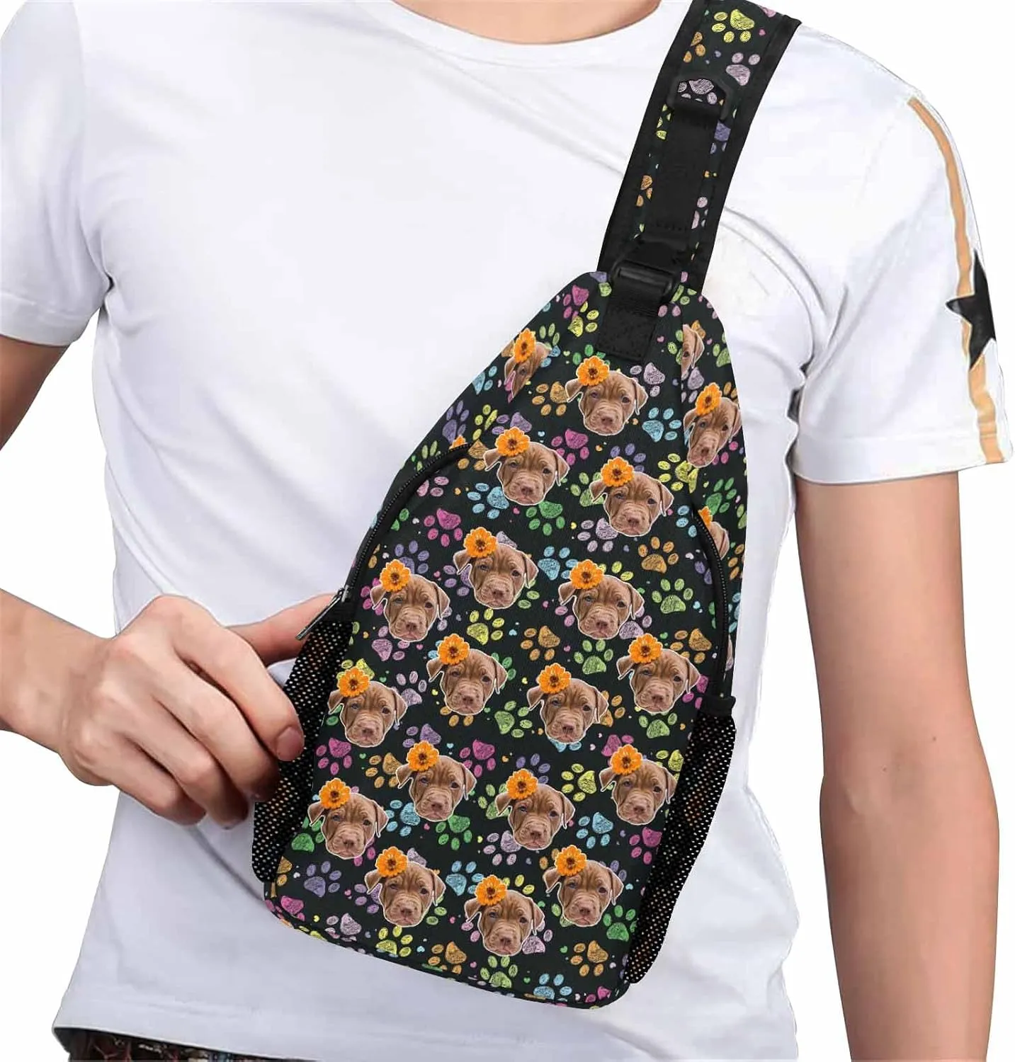 Custom Sling Bag, Personalized Chest Bags Men Women Customized Photo Text Backpack Crossbody Bag Travel Daypack
