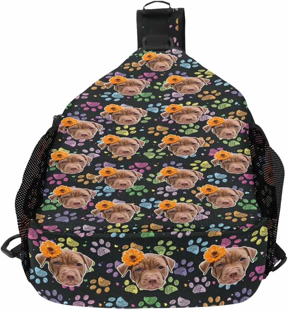 Custom Sling Bag, Personalized Chest Bags Men Women Customized Photo Text Backpack Crossbody Bag Travel Daypack