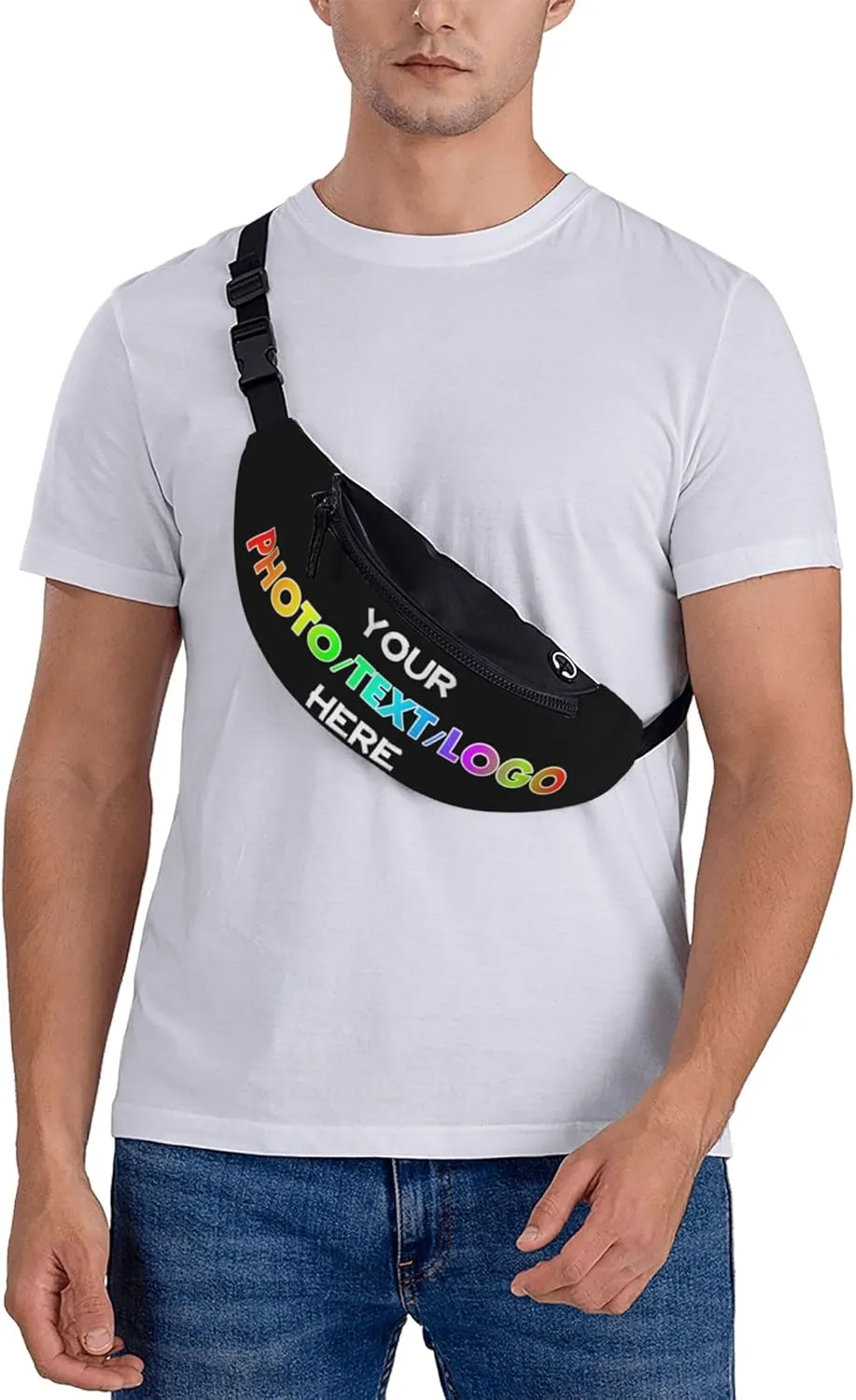 Custom Sling Bag with Photo/Text, Personalized Crossbody Bag Chest Bag Crossbody Bag for Running Travel Hiking